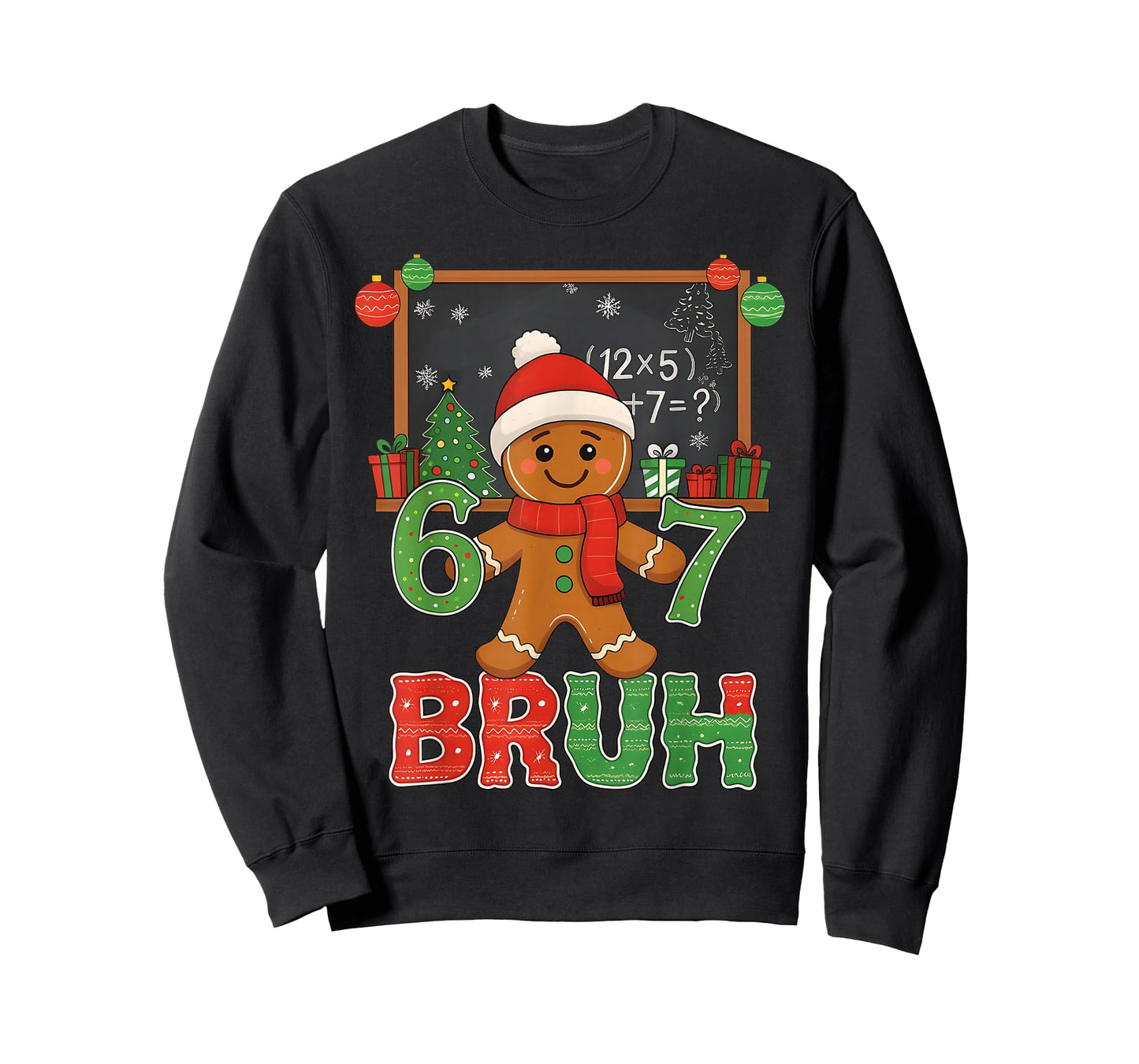 67 Teacher Christmas Gingerbread Six Seven Meme Math Bruh T-Shirt