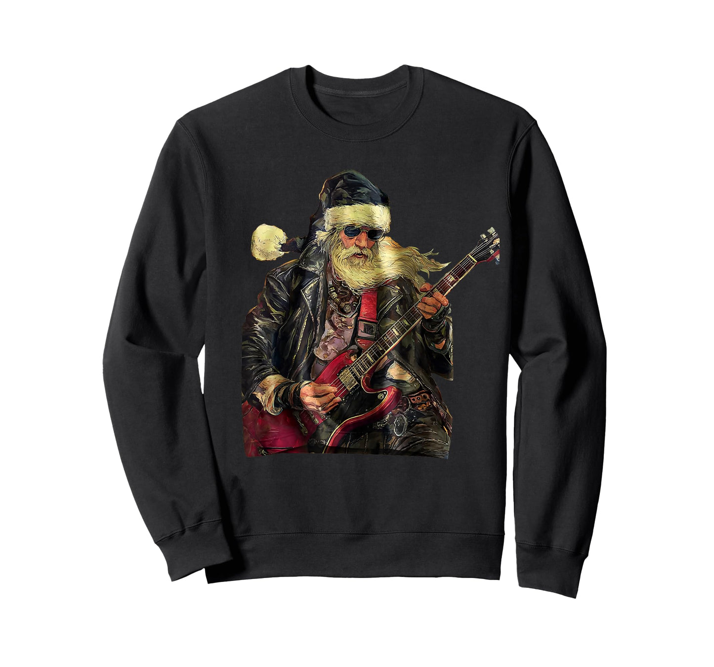 Rock Christmas Santa Claus Playing Guitar Art Print T-Shirt