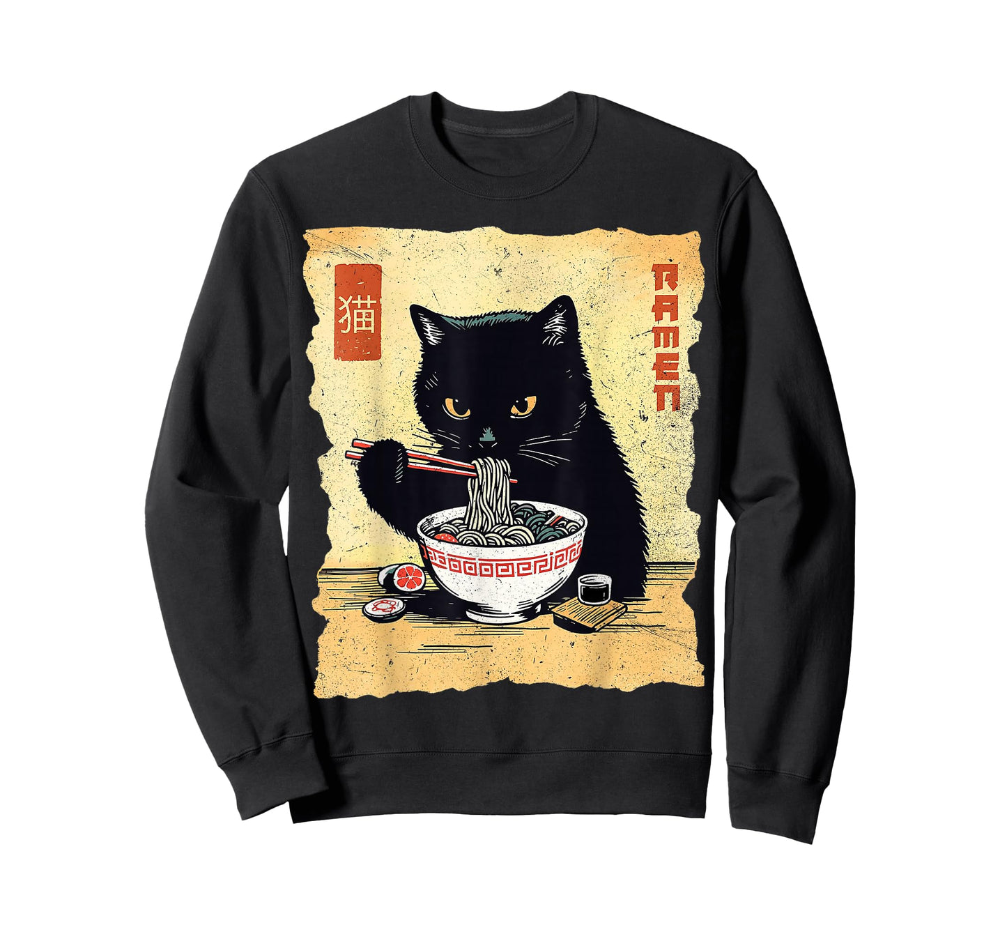 Kawaii Cat Eating Ramen Noodles Funny Anime Gift Girls Teens T-Shirt