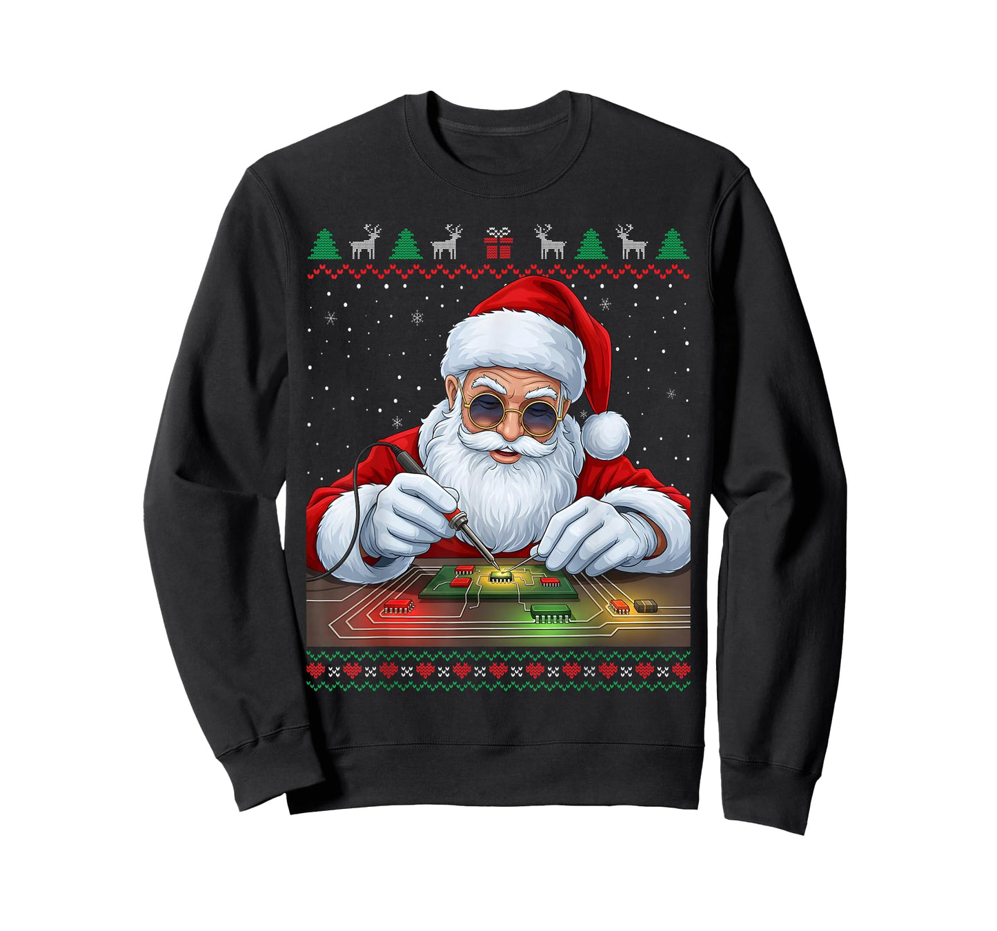 Santa Claus Soldering Circuit Board Christmas T-Shirt