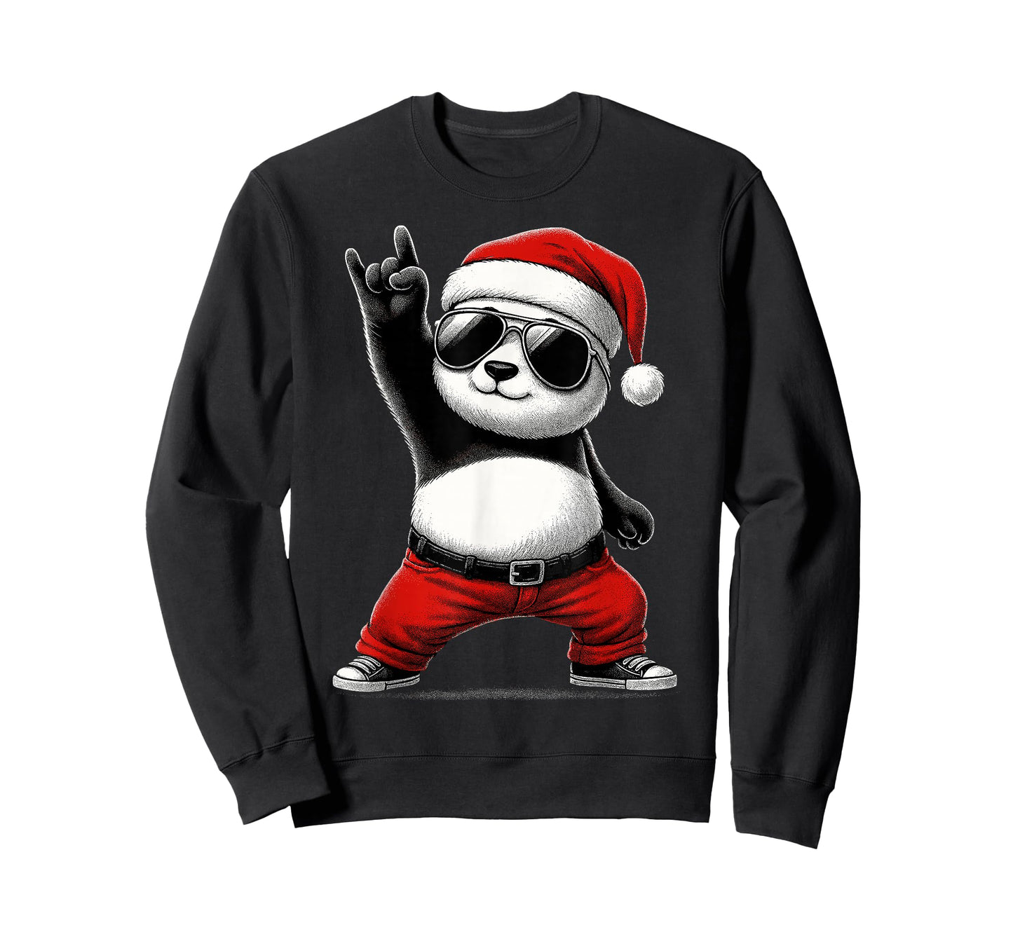 Panda Santa Rock On Men Women Kids Funny Panda T-Shirt