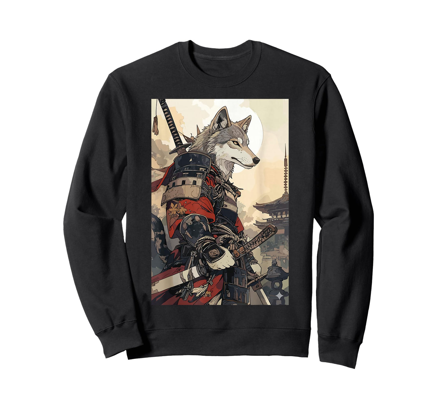Samurai Wolf Shirts for Women Men Vintage Graphic Japanese T-Shirt