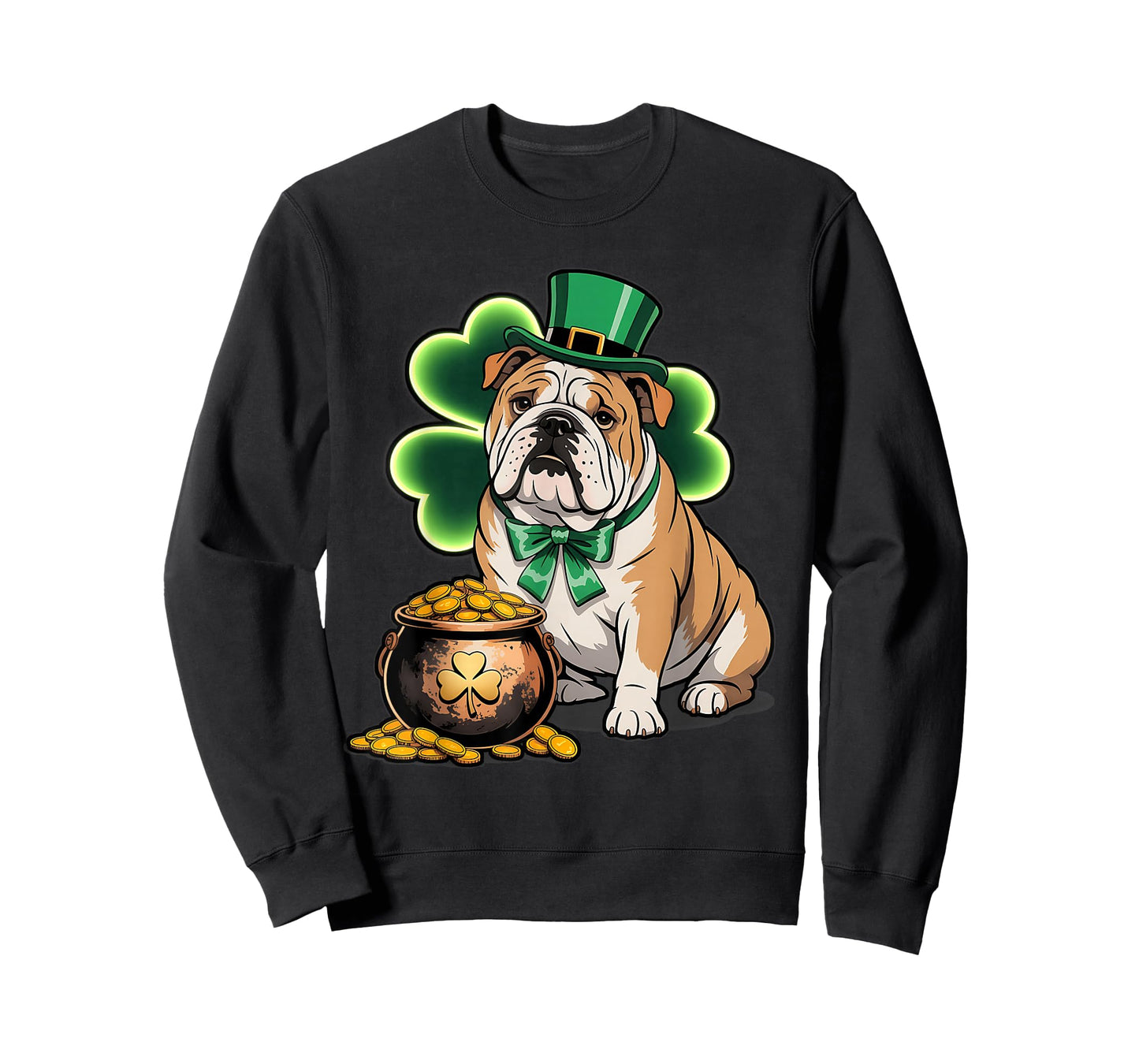 Cute English Bulldog Shamrock Women Men St Patricks Day T-Shirt