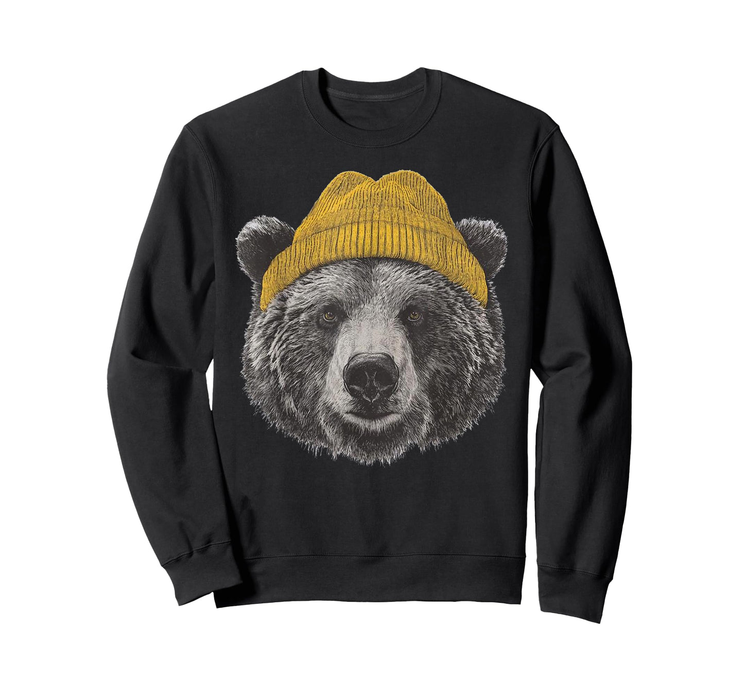 Retro Grizzly Bear in Beanie Wilderness Nature Camping T-Shirt