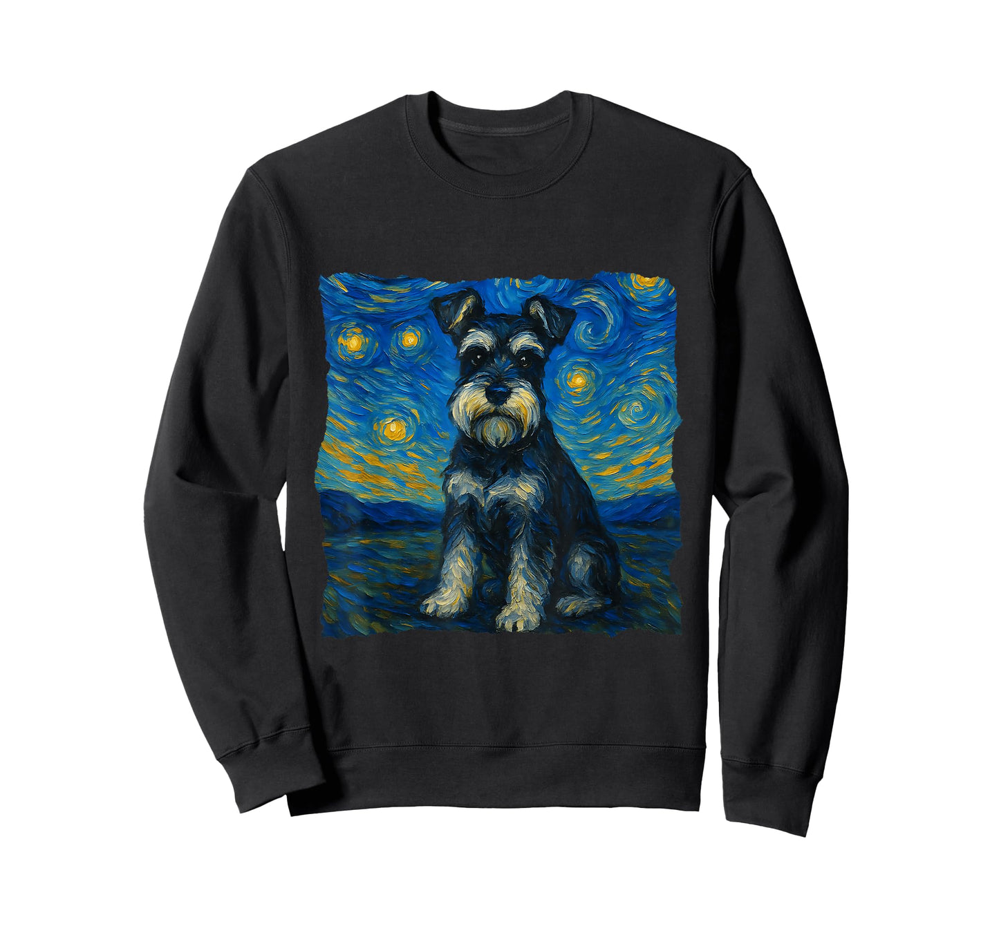 Schnauzer Dog Art Starry Night Style Painting Dog Lovers T-Shirt