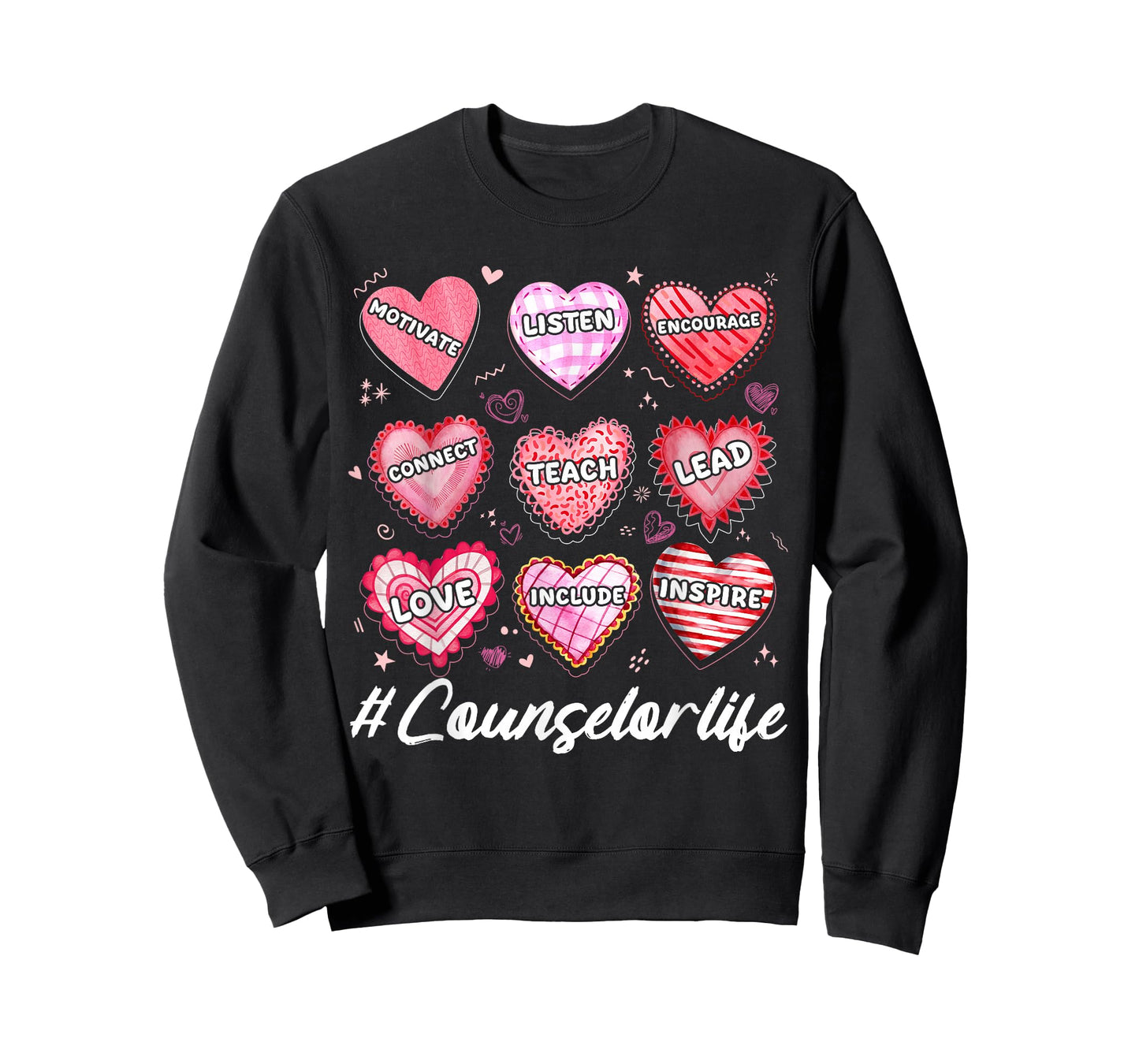 School Counseling Counselor Life Hearts School Valentine T-Shirt