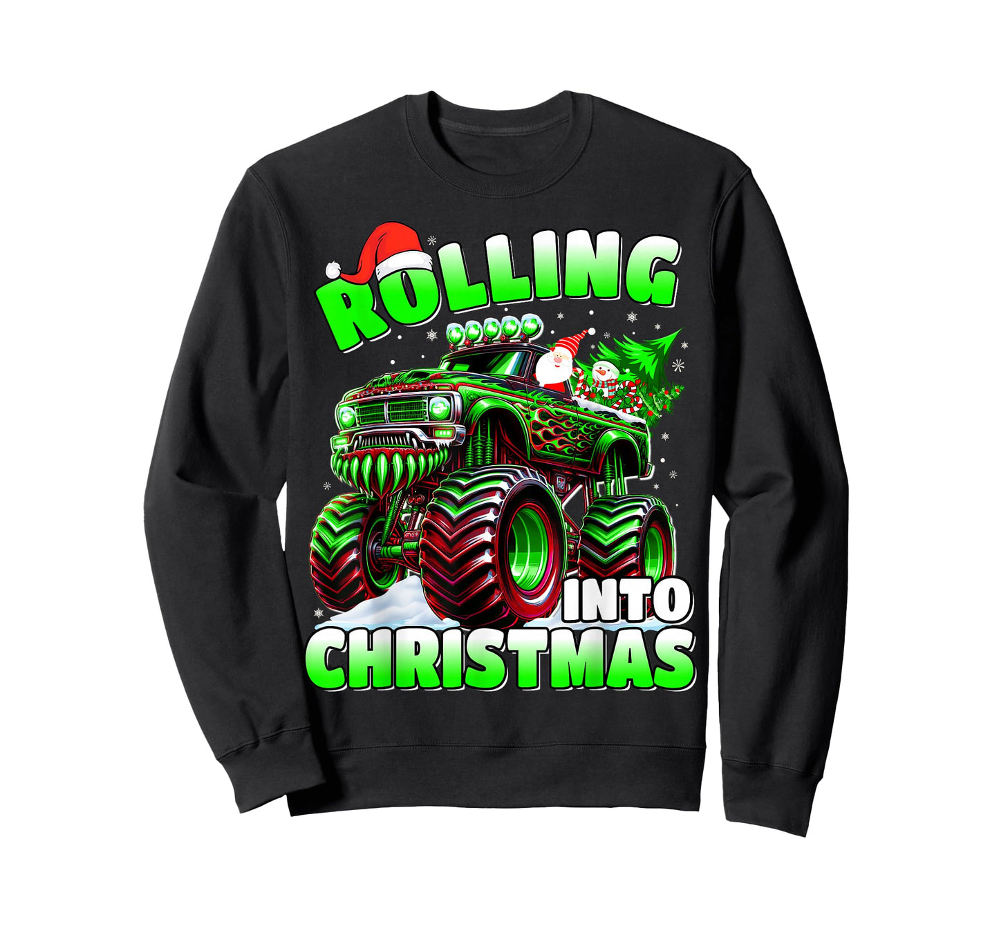 Rolling Into Christmas Monster Truck Holiday Boys T-Shirt