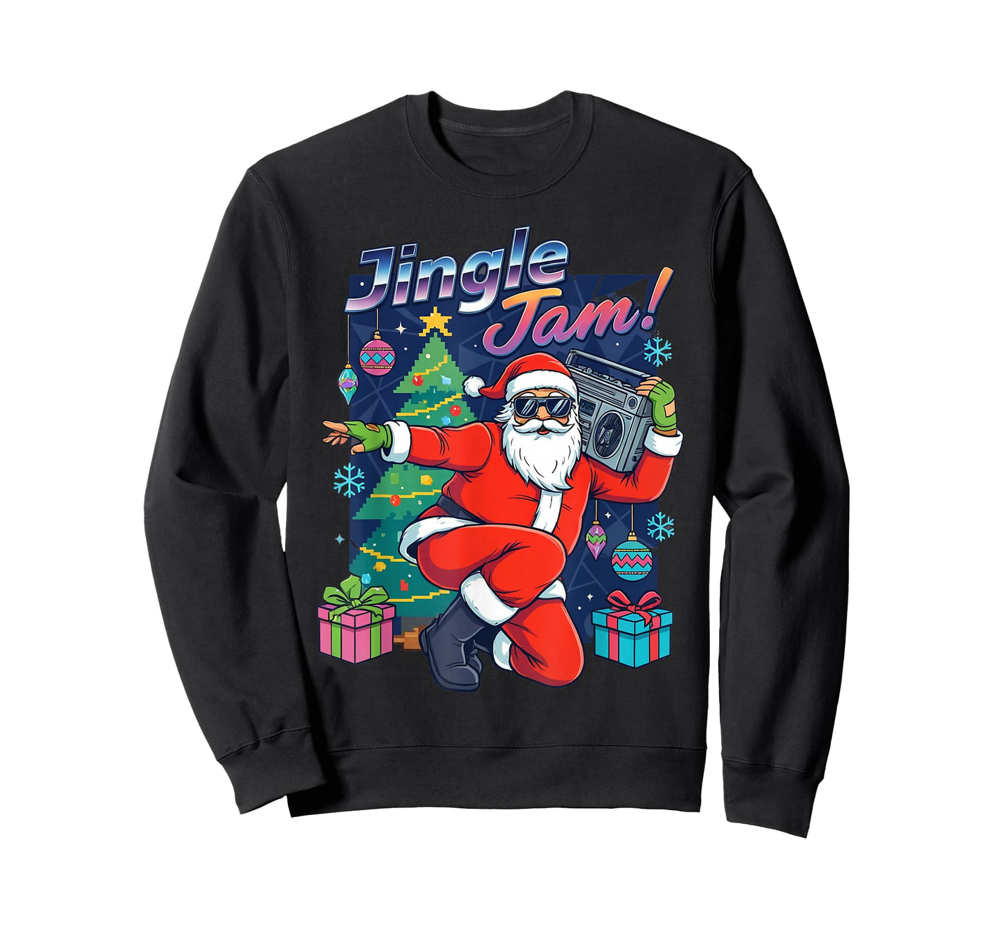 Jingle Jam Santa – Funky Christmas Boombox Party Design T-Shirt