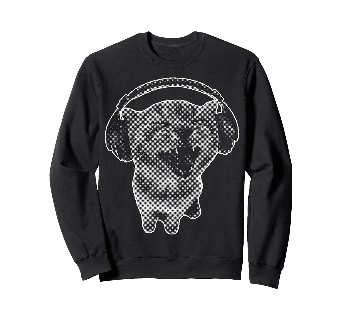 Cute Headphones Cat Funny y2k Grunge Silly Graphic T-Shirt