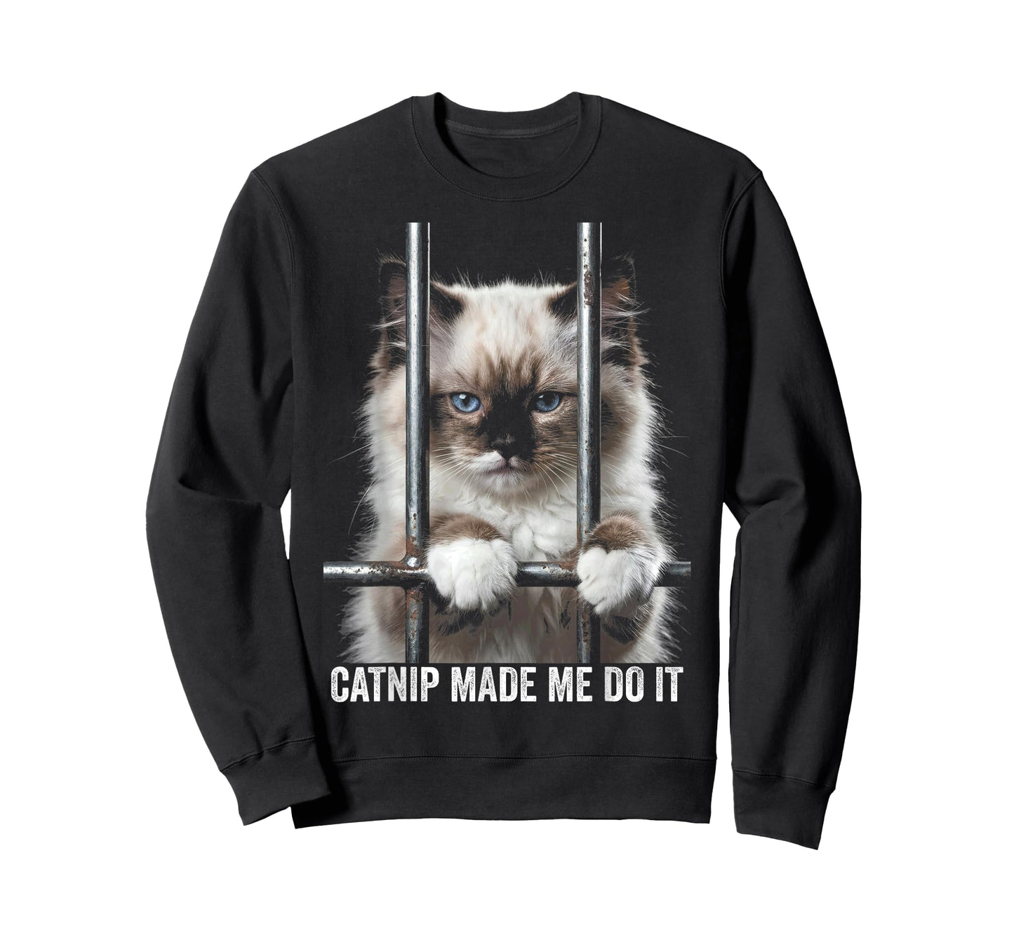 Catnip Made Me Do It Cat Prison Bars Cat Jail Ragdoll Cat T-Shirt