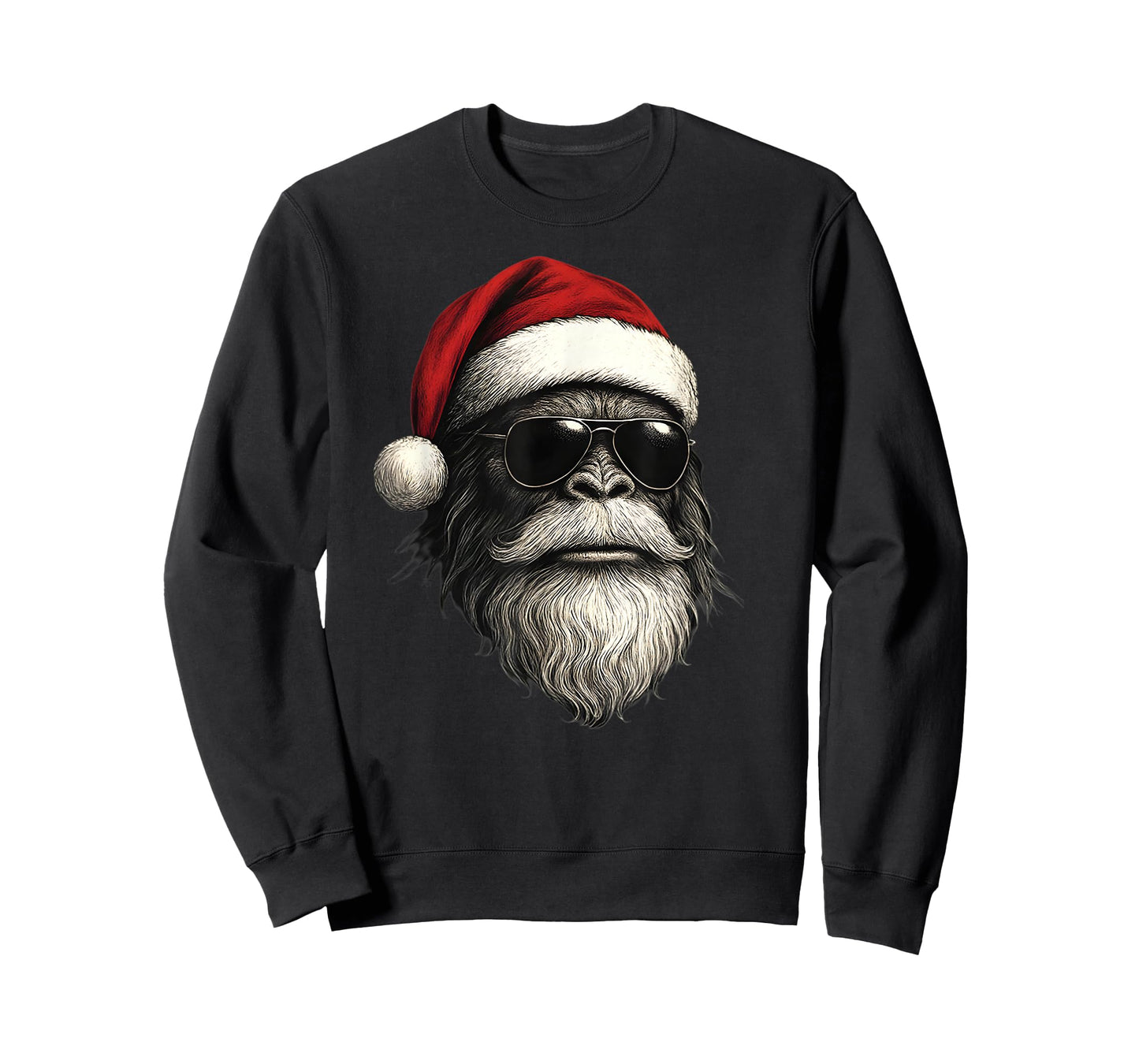 Bigfoot Face Sunglasses Santa Christmas Funny Xmas Sasquatch T-Shirt