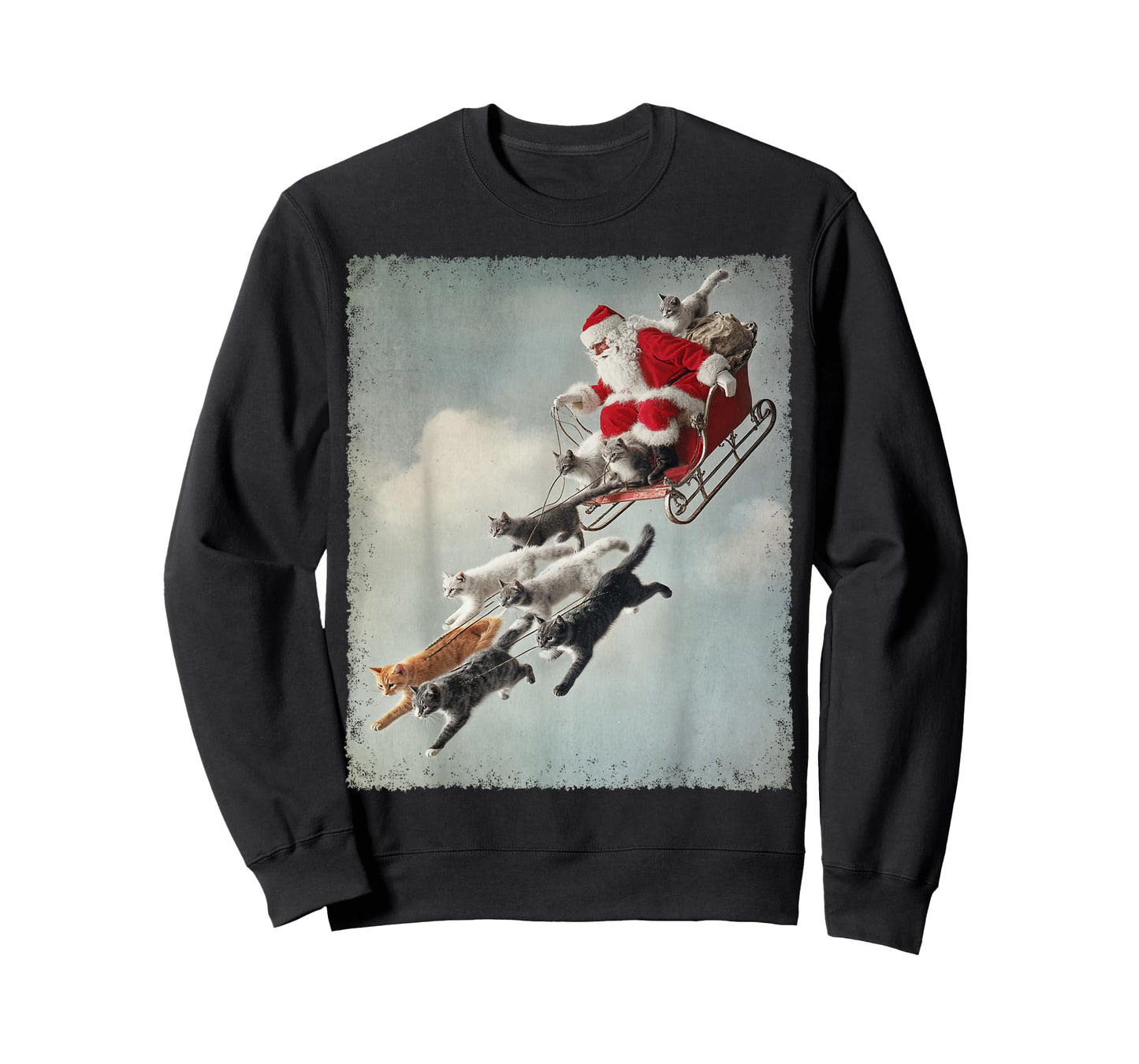 Cats Pulling Santa's Sleigh Christmas T-Shirt