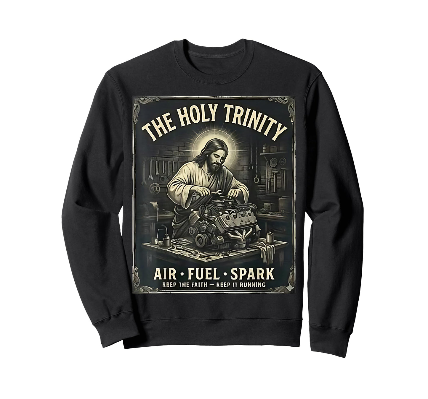 The Holy Trinity Air Fuel Spark Mechanic Funny Car Mechanic T-Shirt