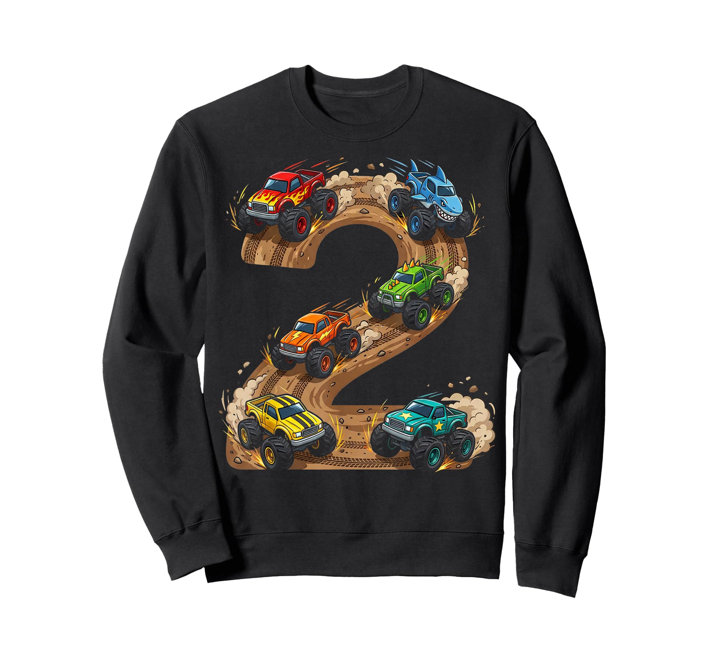 2 Year Old Monster Truck Boy Toddler 2nd Birthday Party T-Shirt
