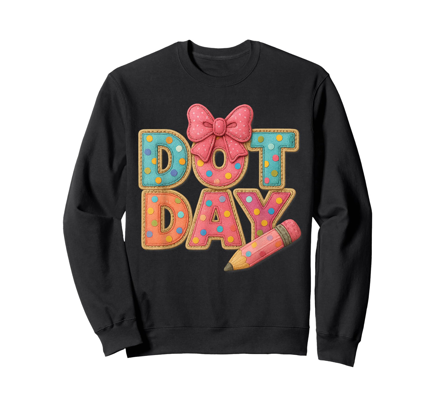Dot Day Polka Letters with Cute Bow Pencil School Girls Kids T-Shirt