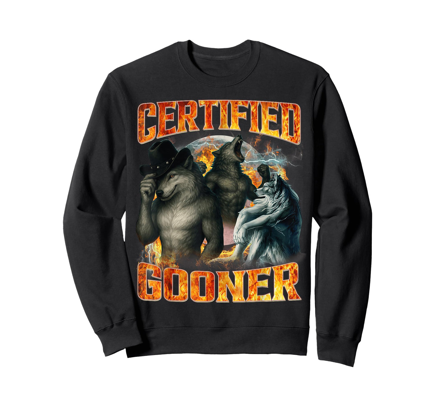 Wolf Certified Gooner Funny Bootleg Meme Dad Papa Men Gifts T-Shirt
