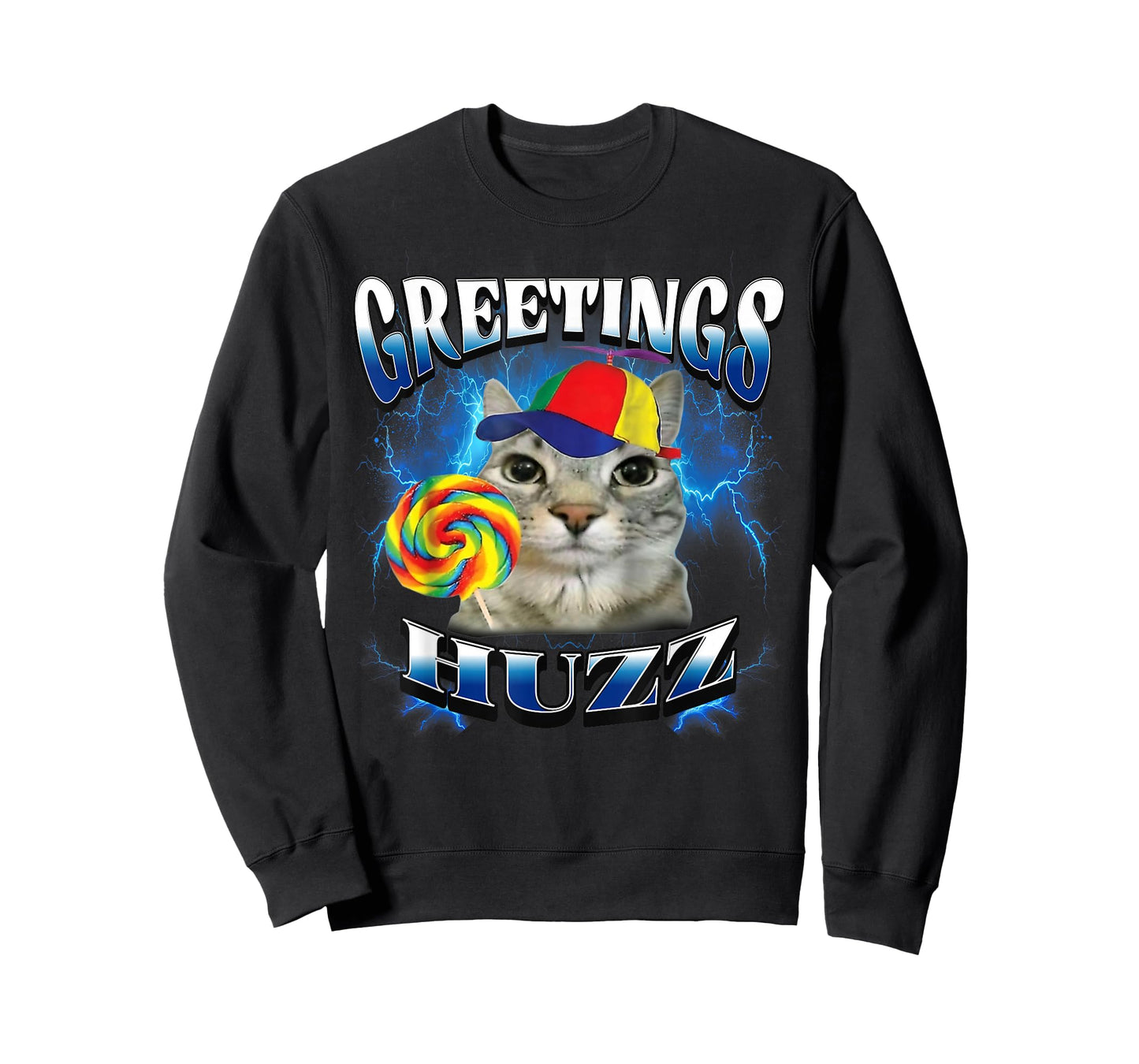 Greetings Huzz Funny Lollipop Cat Meme T-Shirt