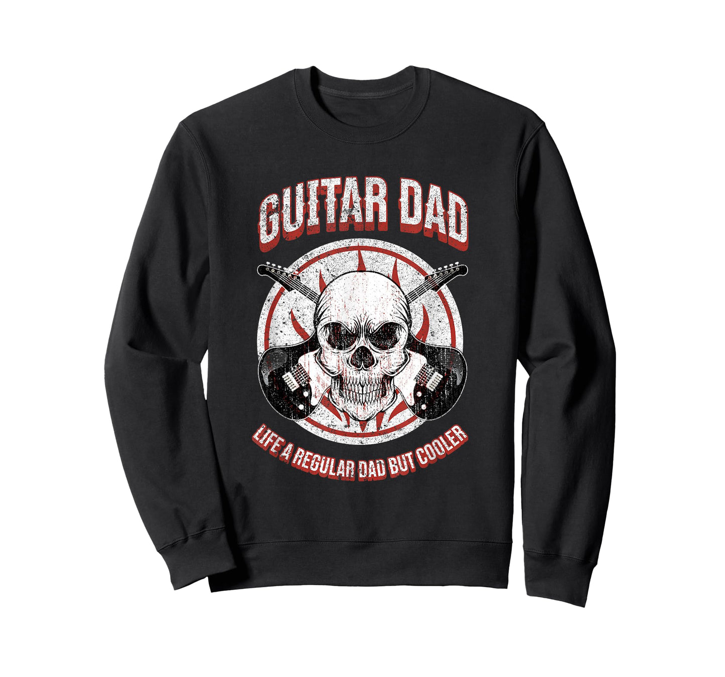 Vintage Guitar Dad Skull Rock Music Funny Father Design T-Shirt