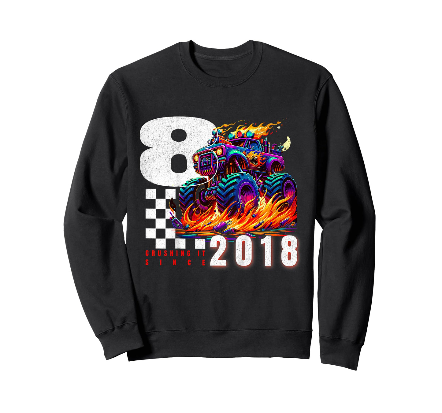 Kids 8th Birthday Truck Turning 8 Years Old Boy Born in 2018 T-Shirt