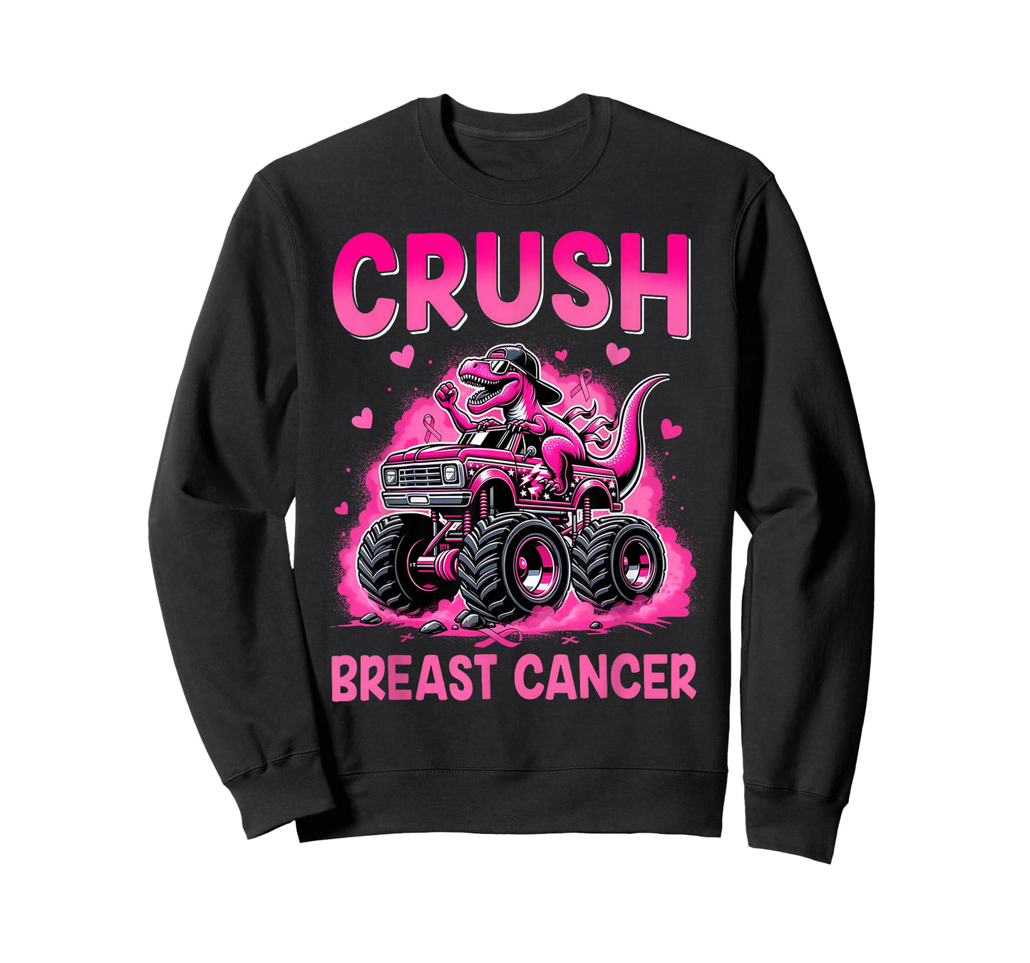 Crush Breast Cancer Awareness Monster Truck Toddler Boy Kids T-Shirt