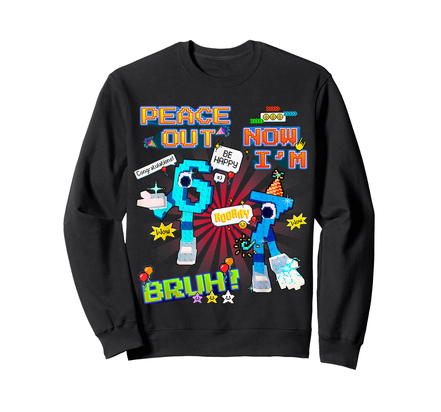 Bruh Peace Out 6 Now I'm 7 67 Funny Birthday for Boys Kids T-Shirt