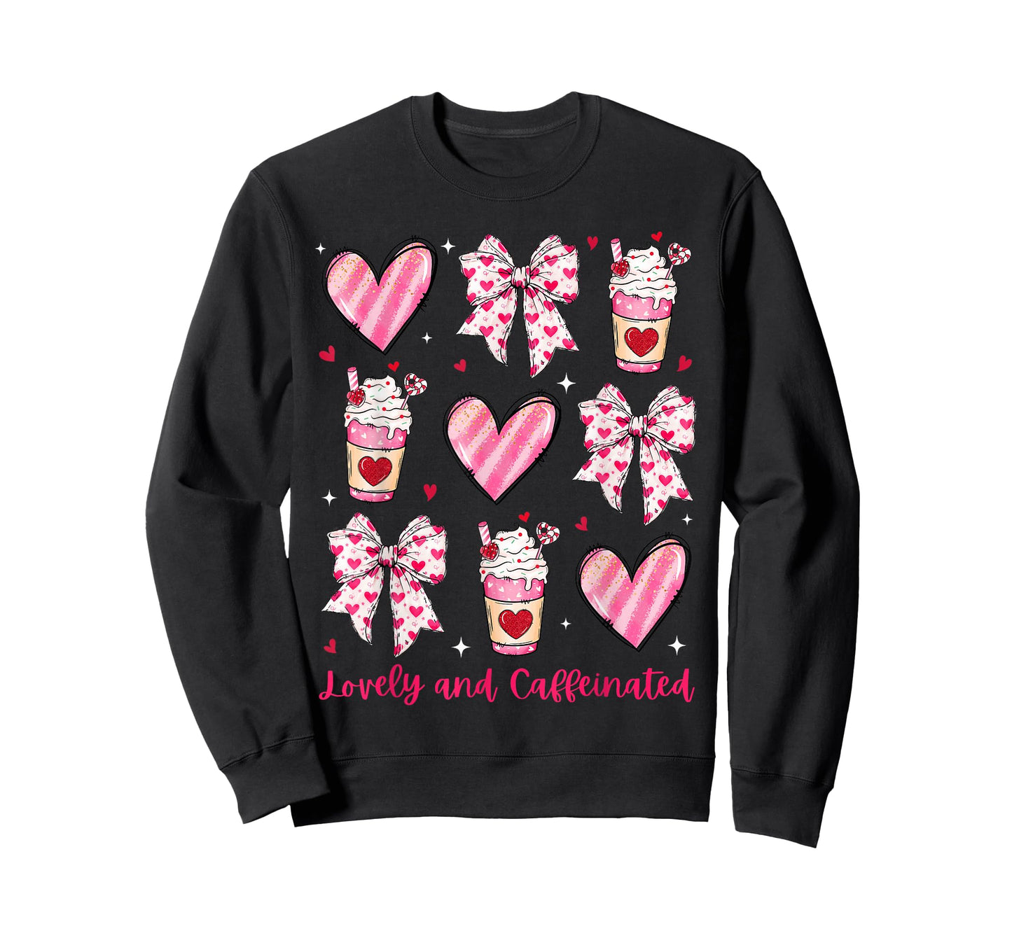 Lovely and Caffeinated Coquette Bow Coffee Lover Girl Women T-Shirt