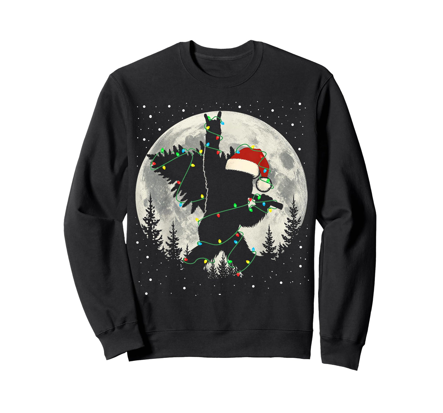 Funny Santa Bigfoot Xmas Lights Big Foot Rock On Forest Moon T-Shirt