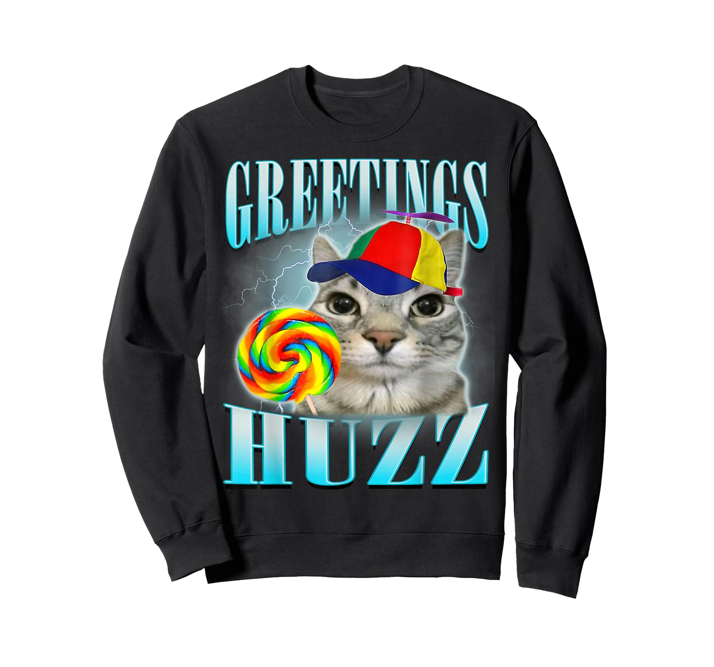 Lollipop Cat Meme Greetings Huzz Funny Silly Cats Humor T-Shirt