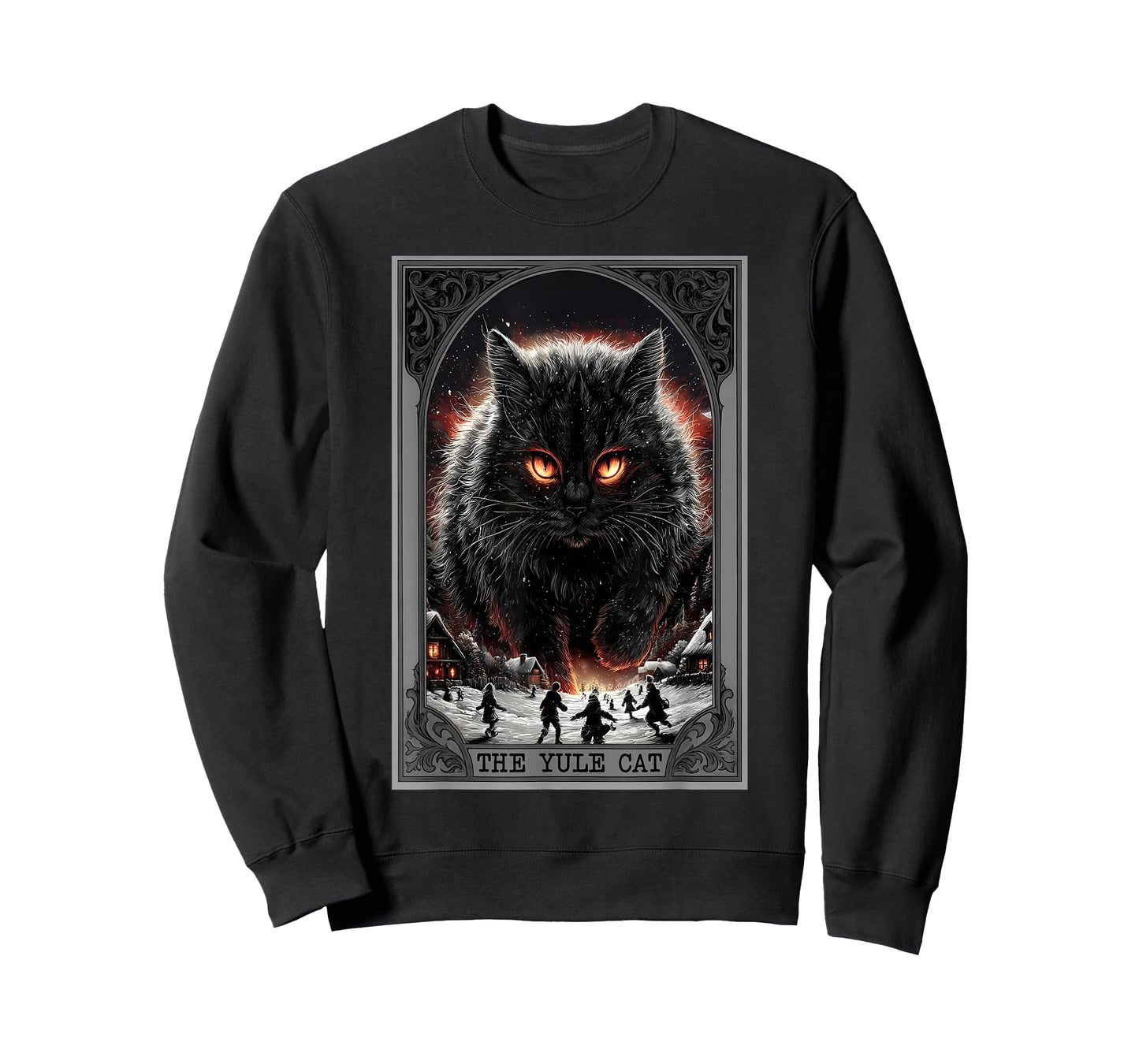 Creepmas Vintage The Yule Cat Tarot Card Dark Christmas T-Shirt