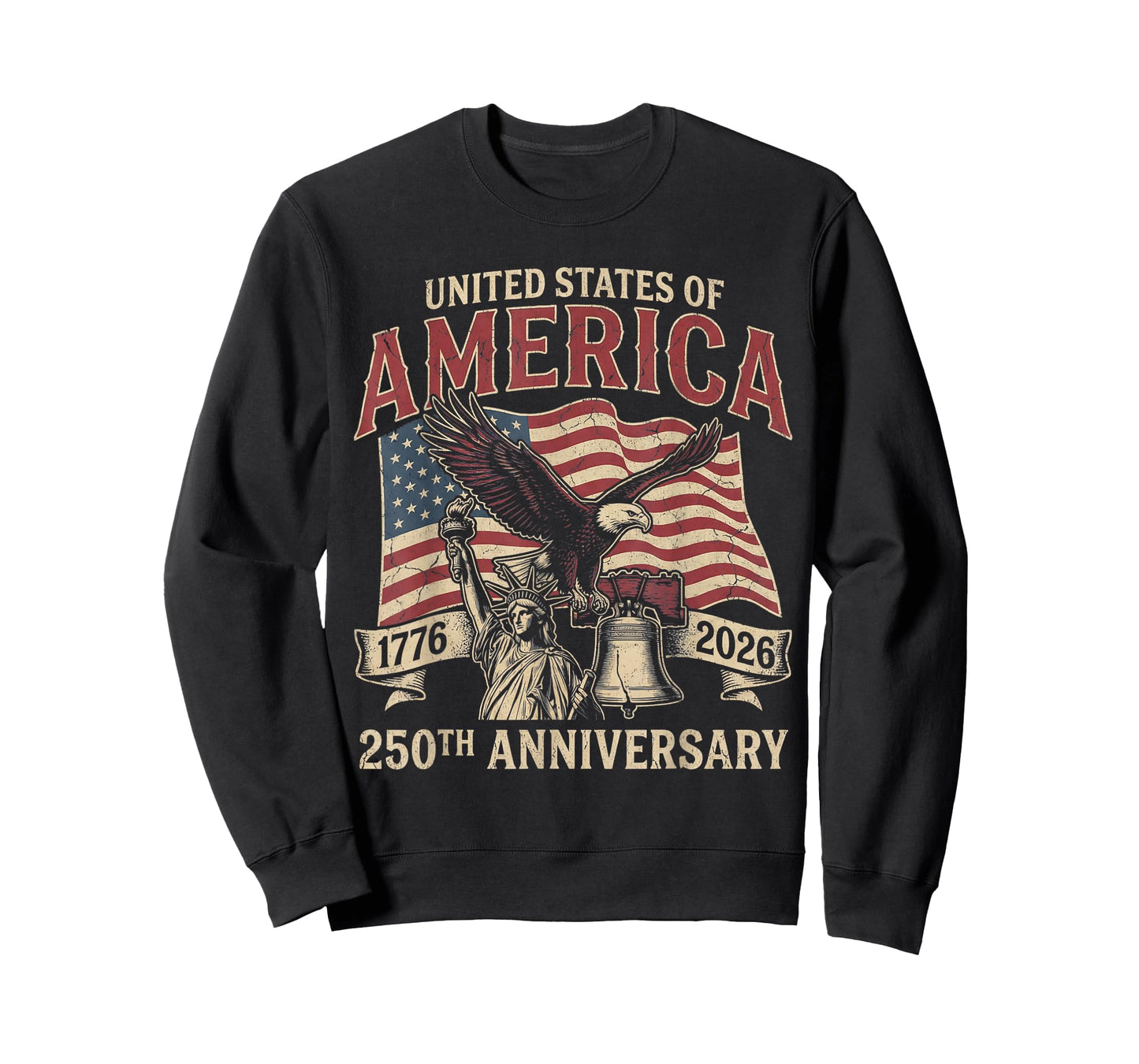 Vintage 250 Years 1776-2026 250th Birthday 4th July American T-Shirt