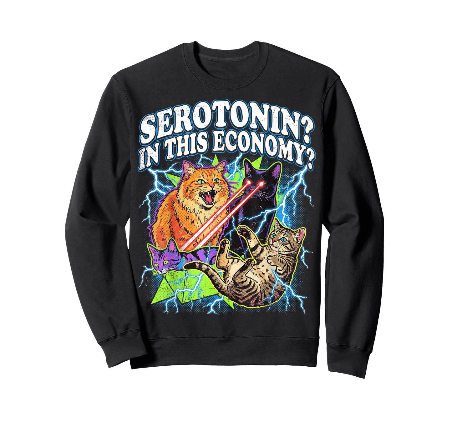 Funny Cat Meme Serotonin in This Economy Sarcastic Design T-Shirt