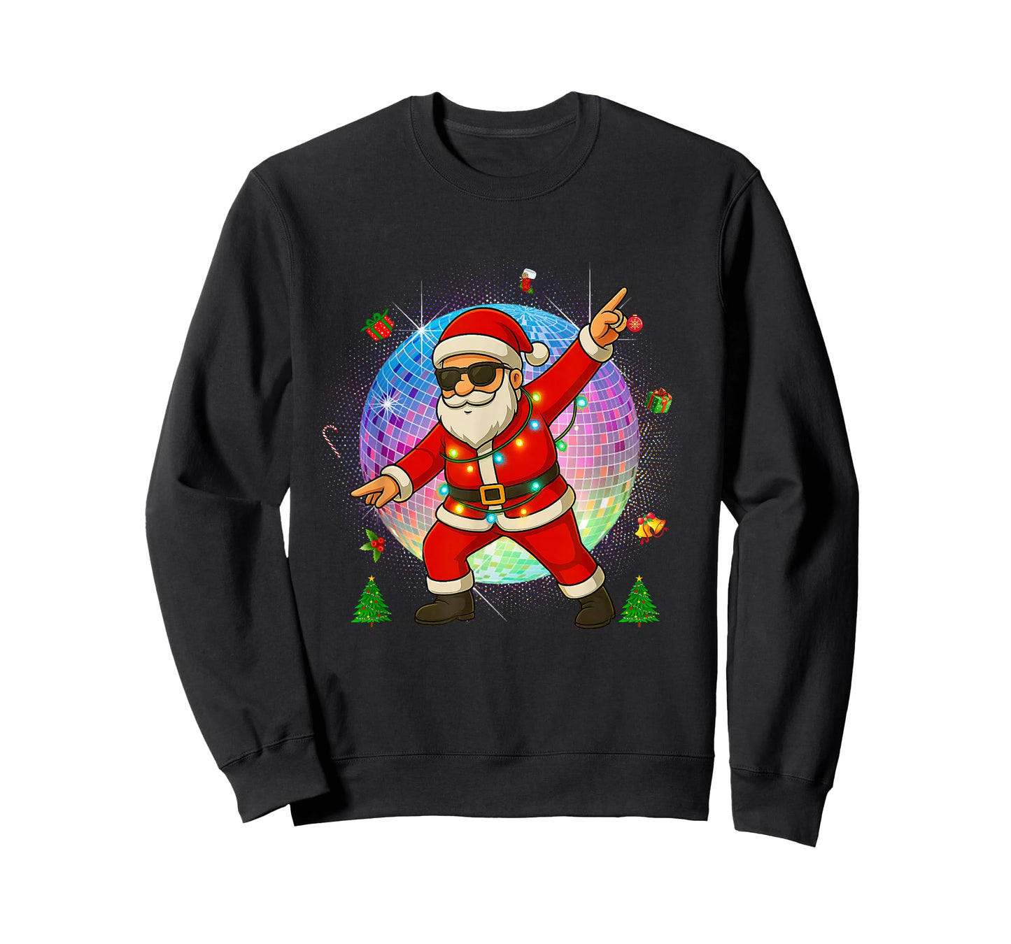 Funny Disco Santa Xmas Lights Girls Boys Kids Christmas T-Shirt