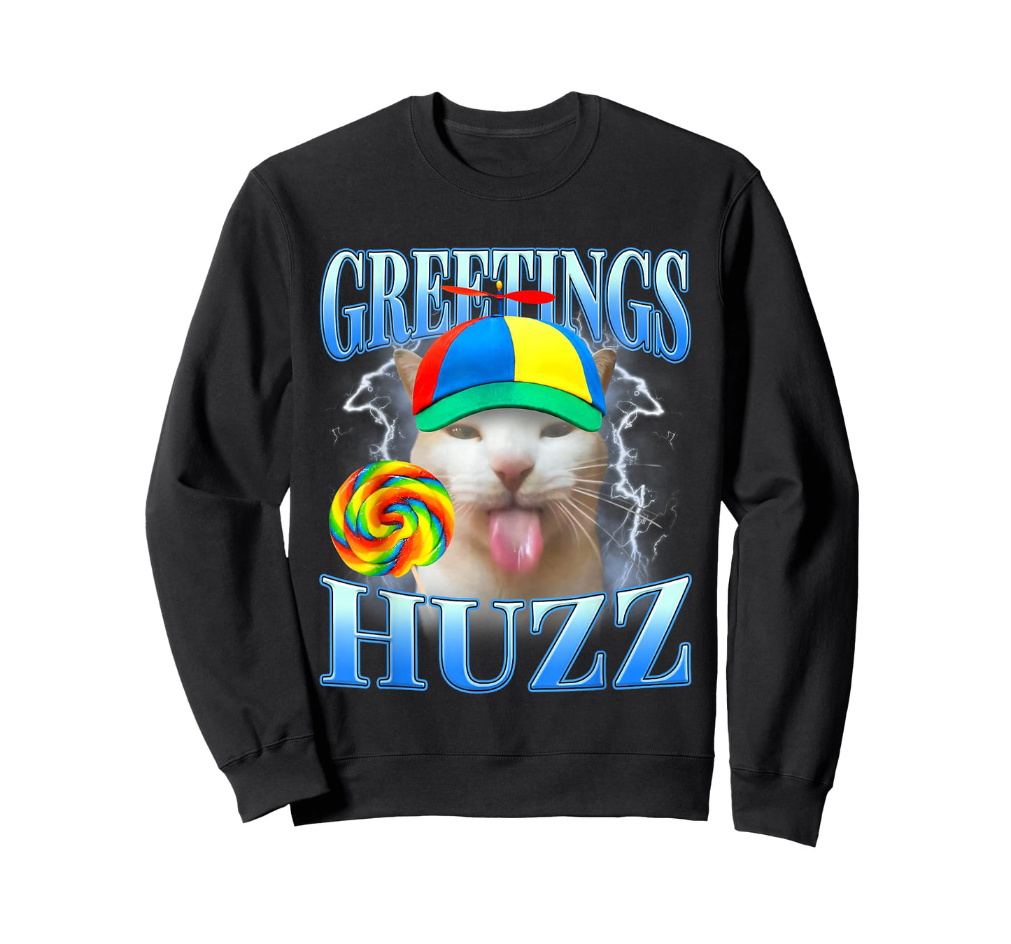 Lollipop Silly Cat Meme Greetings Huzz Funny Gen Z Humor T-Shirt