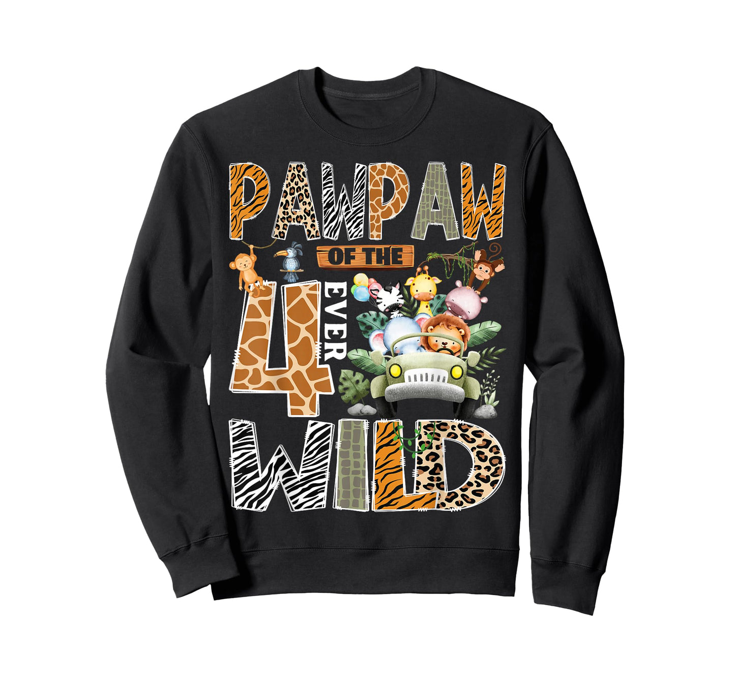 Pawpaw of The Four Ever Wild Safari Jungle 4th Birthday Boy T-Shirt