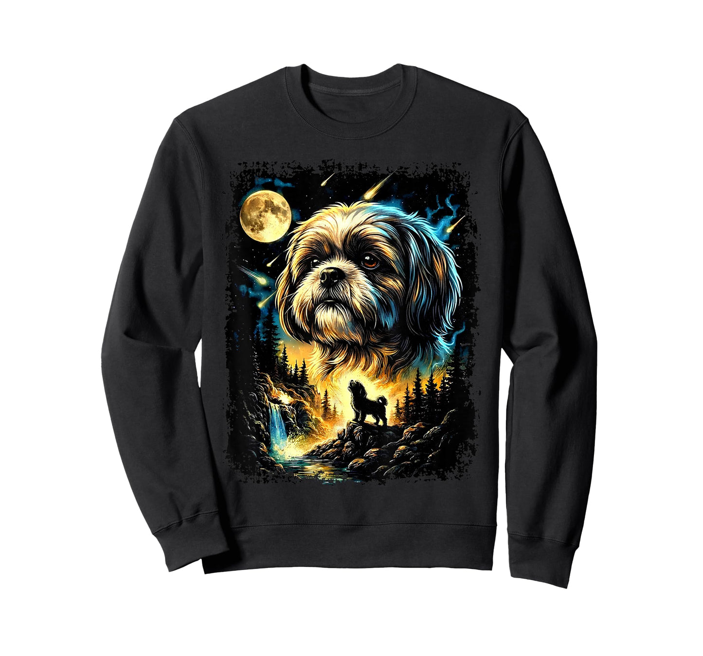 Vintage 90s Shih Tzu Howling At The Moon Shih Tzu Dog Mom T-Shirt