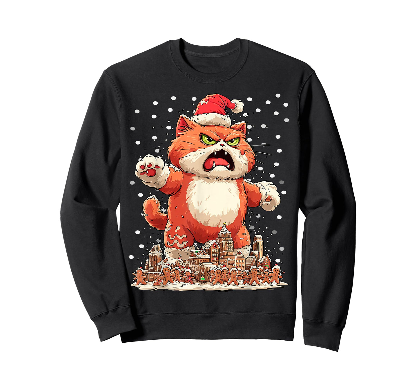Funny Santa Cat with Gingerbread Cookies Christmas Parody T-Shirt