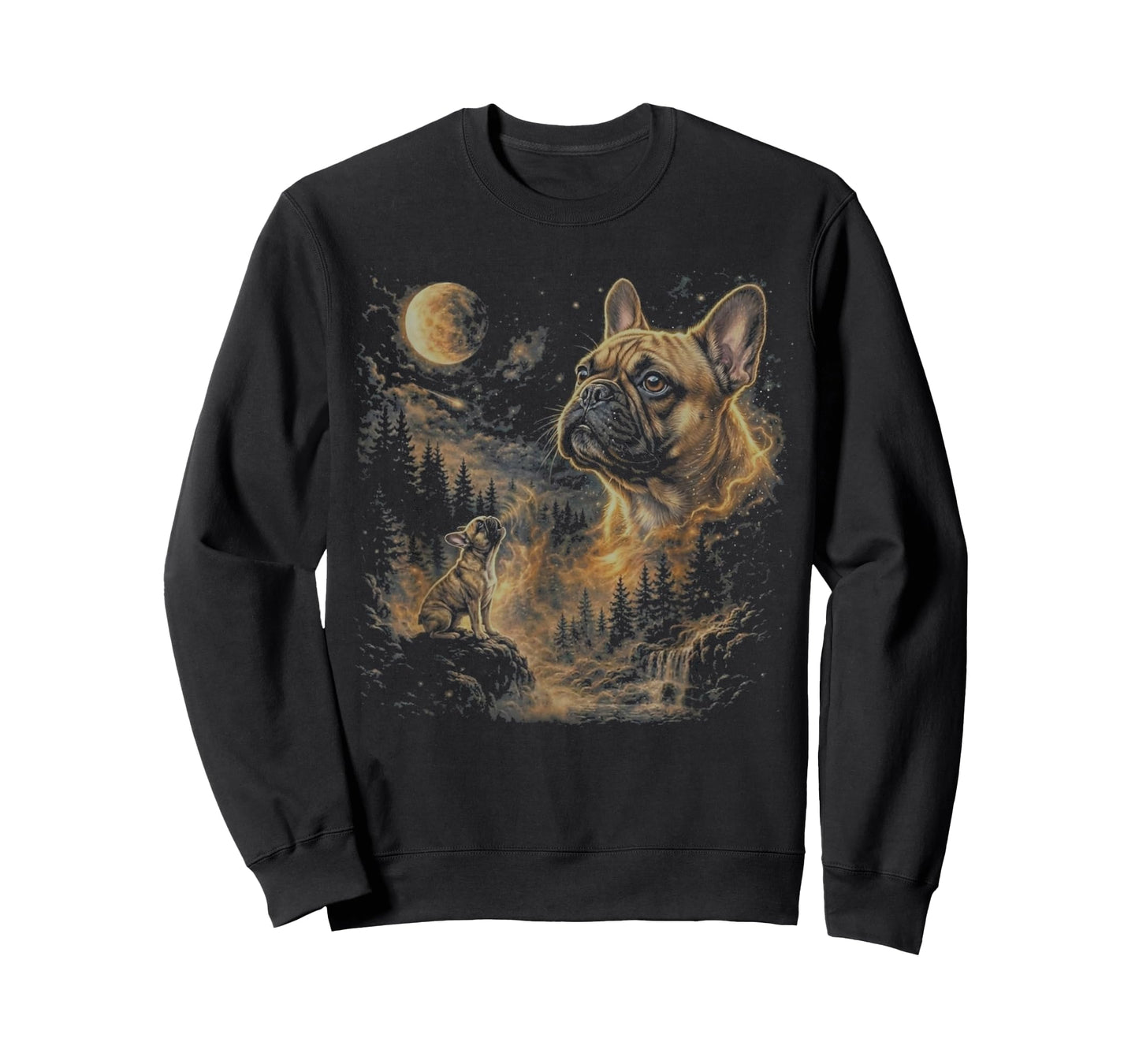 French Bulldog Howling to The Moon Vintage 90s Retro Animal T-Shirt