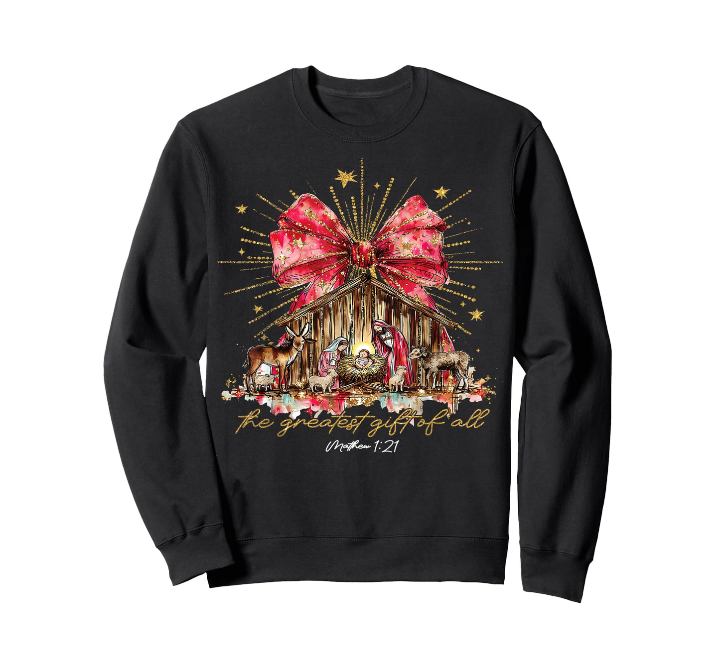 The Greatest Gift of All Nativity Scene Christian Christmas T-Shirt