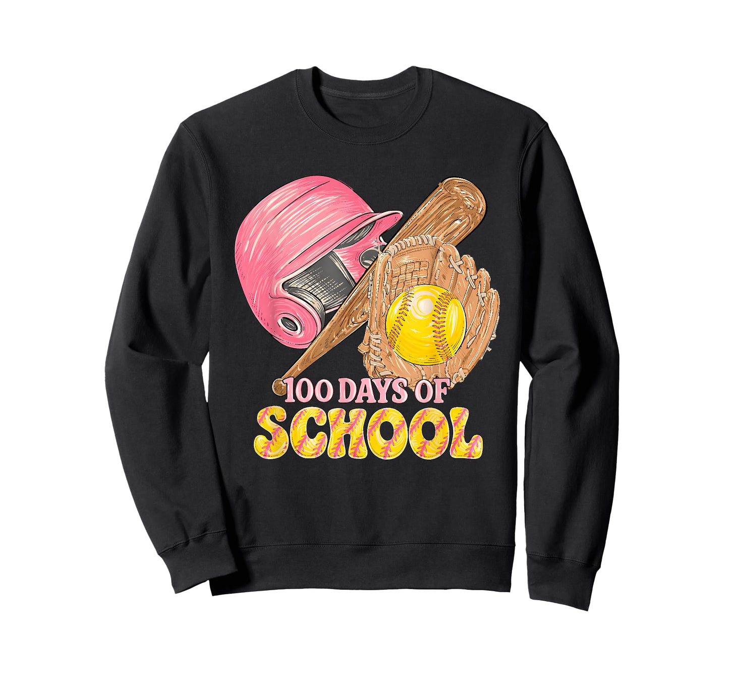 100 Days of School Softball Kid 100th Day of School Softball T-Shirt