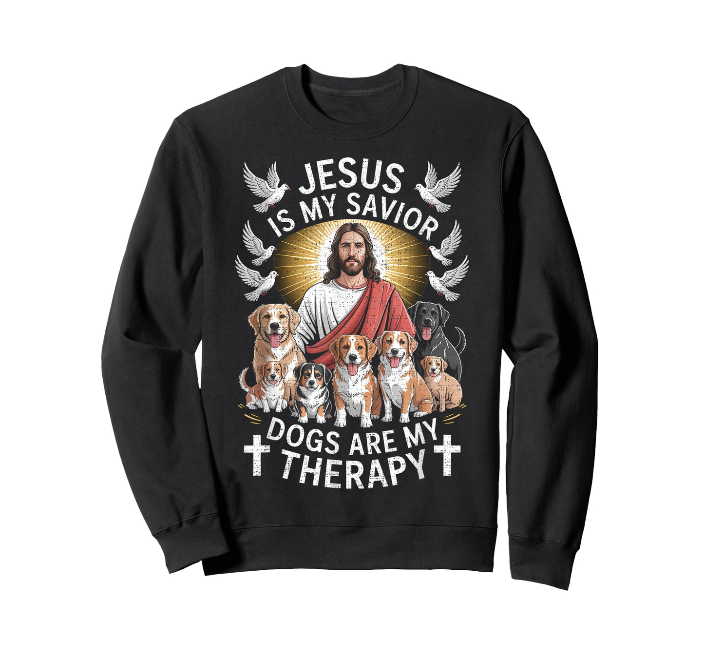 Jesus is My Savior Dogs are My Therapy Funny T-Shirt
