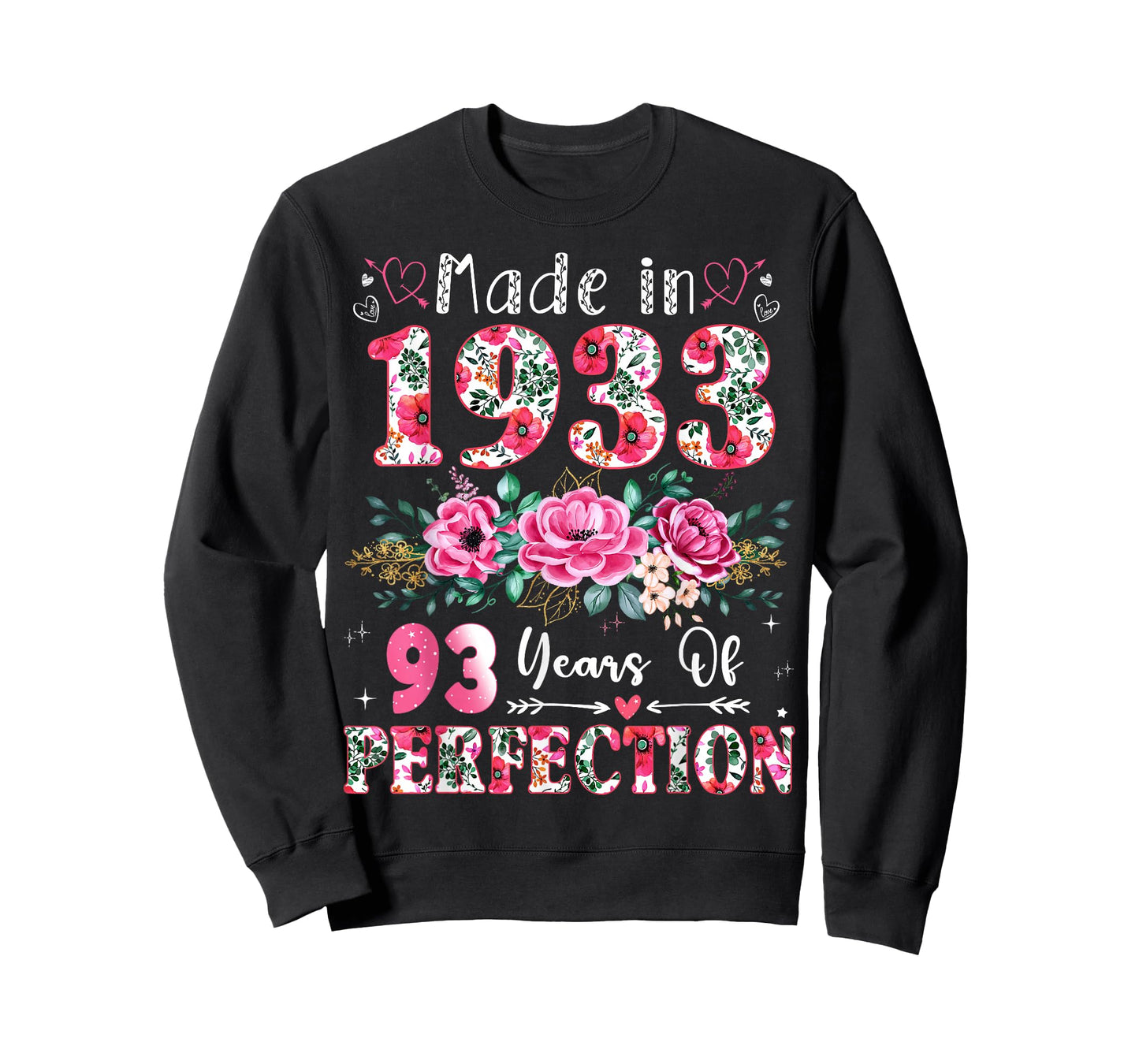 93 Year Old Made in 1933 Floral 93th Birthday Women T-Shirt