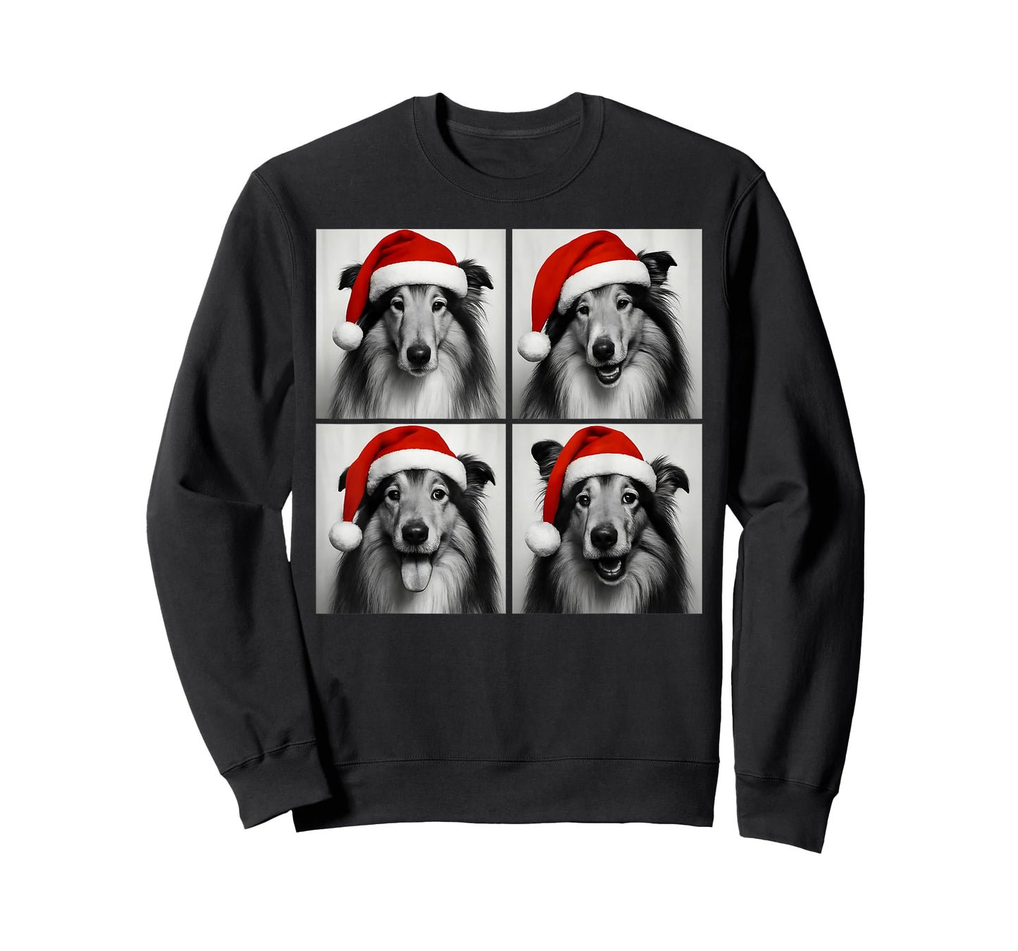 Funny Christmas Rough Collie Santa Dog Lover Photo Booth T-Shirt