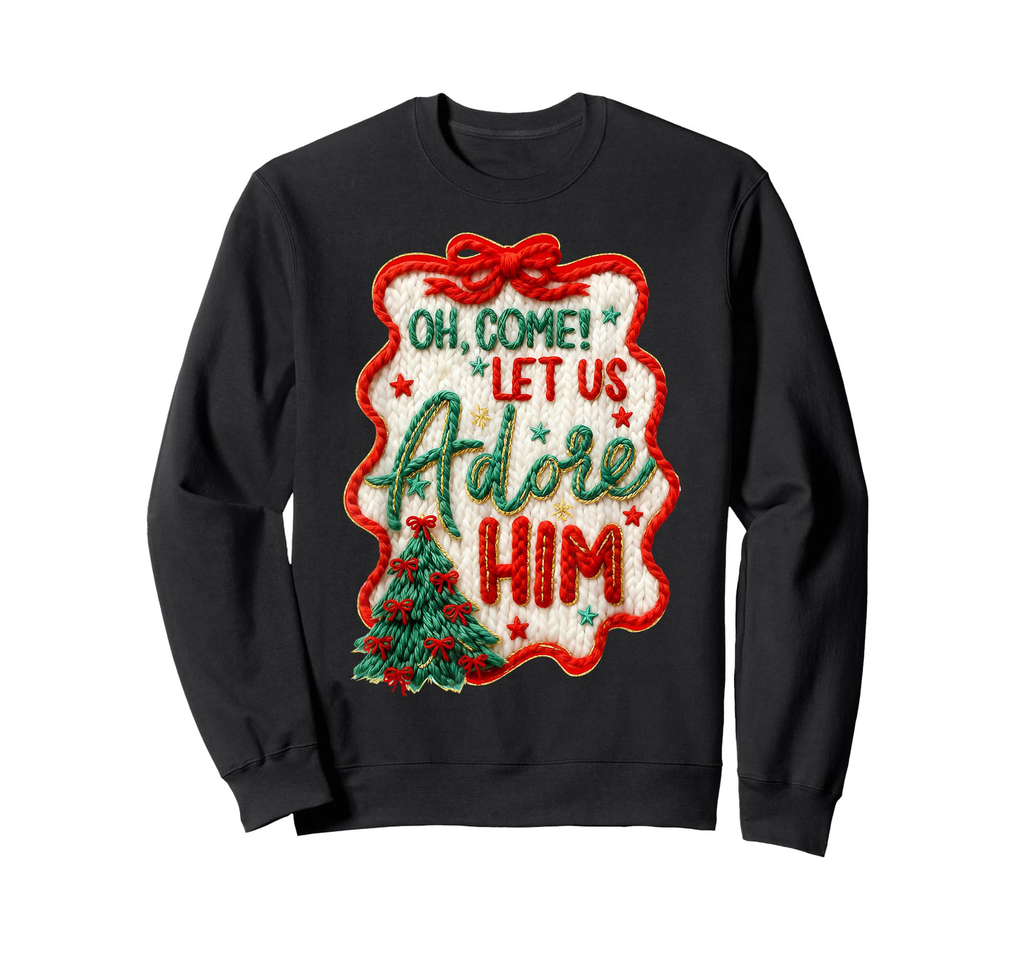 Oh Come Let Us Adore Him Christian Jesus Christmas Holiday T-Shirt