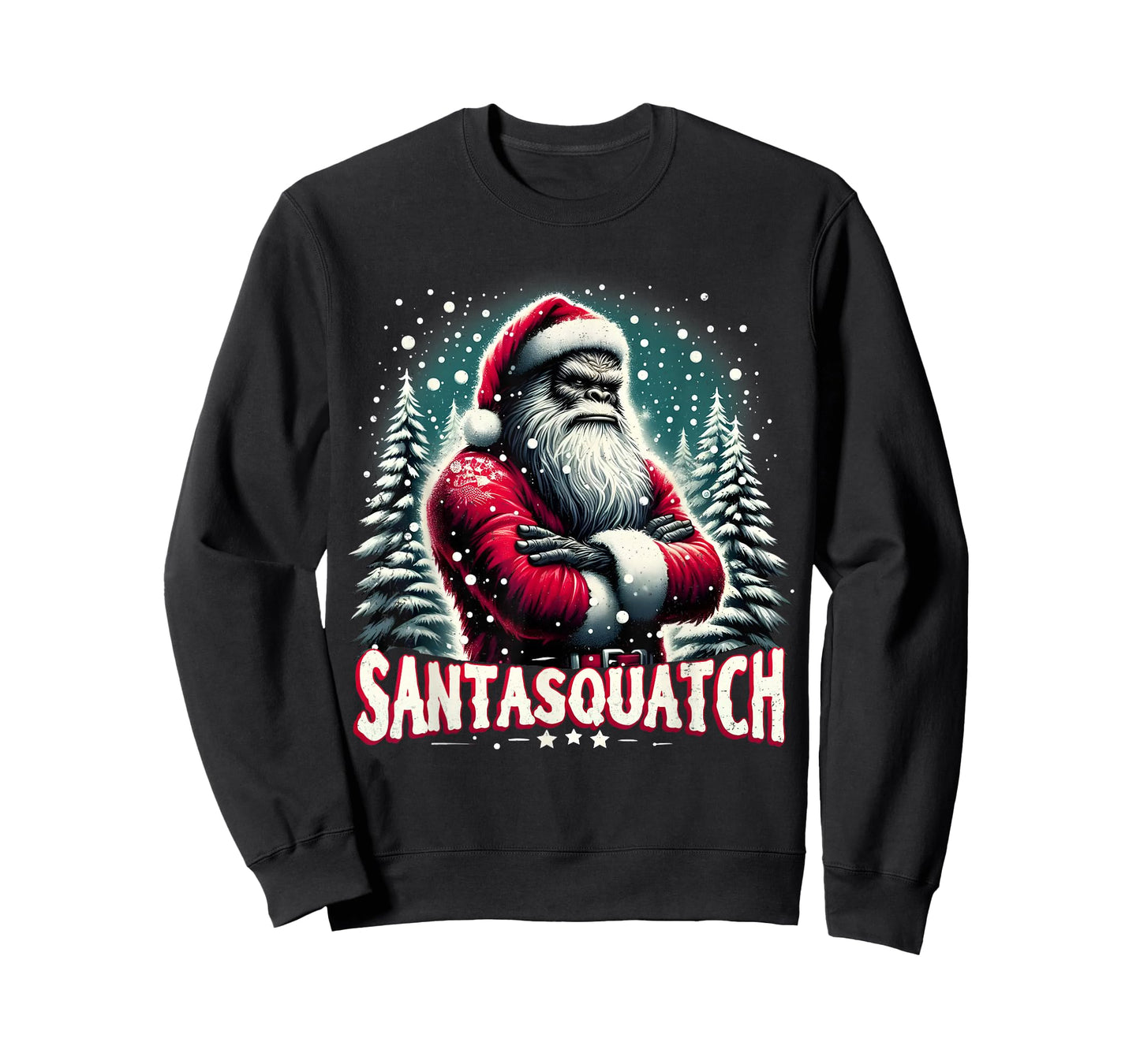 Santasquatch Funny Bigfoot Santa Christmas Art T-Shirt
