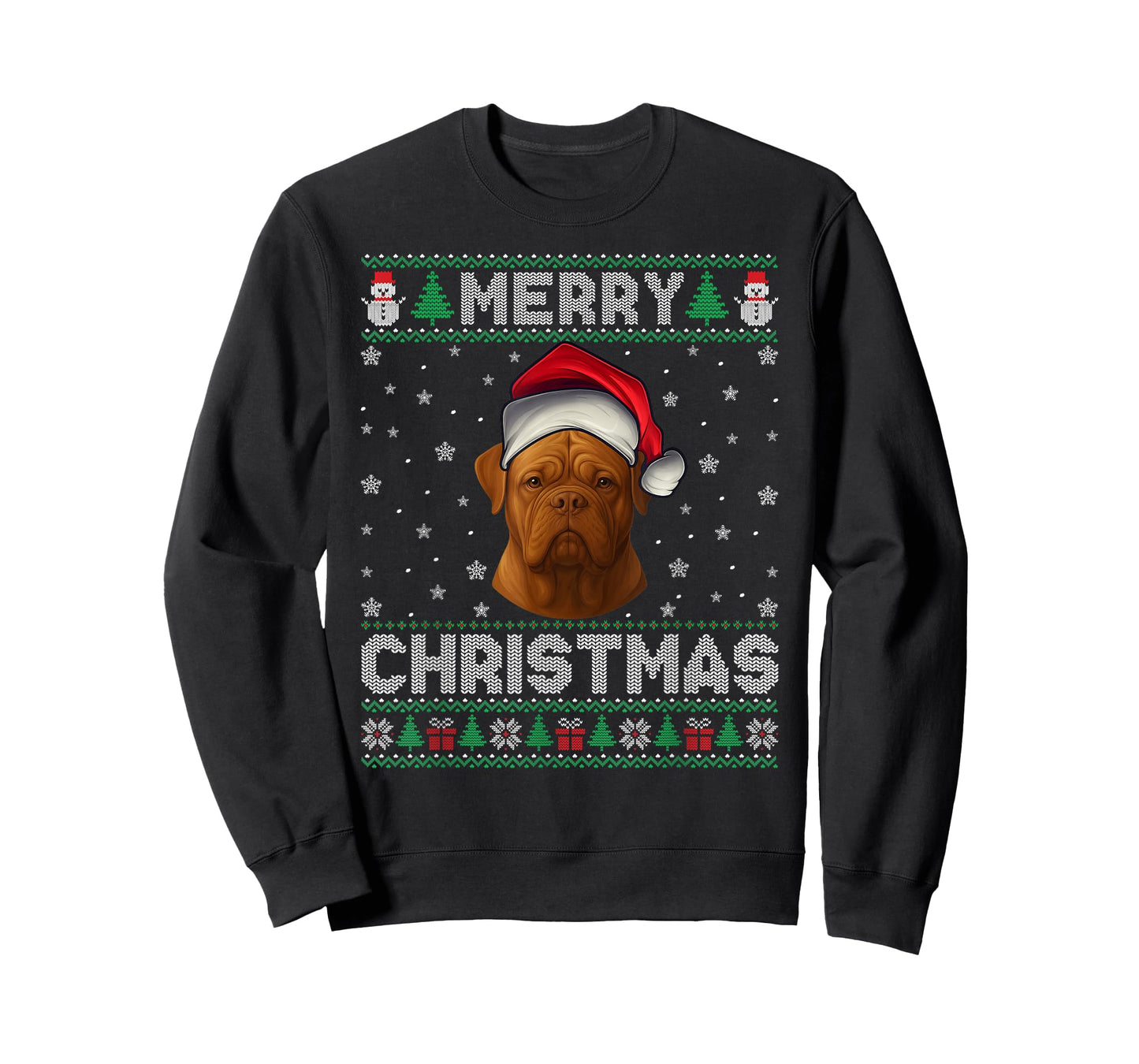 Merry Christmas 2025 Dogue De Bordeaux Santa Hat Ugly Xmas T-Shirt