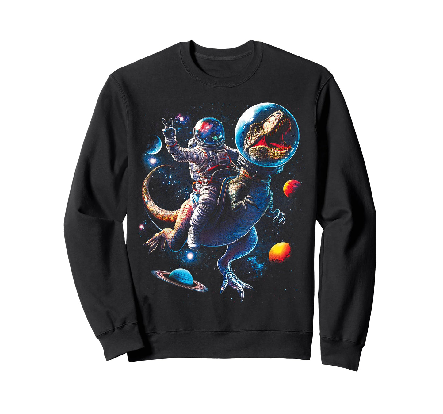 Astronaut Dinosaur T Rex Outer Space Science Galaxy Universe T-Shirt