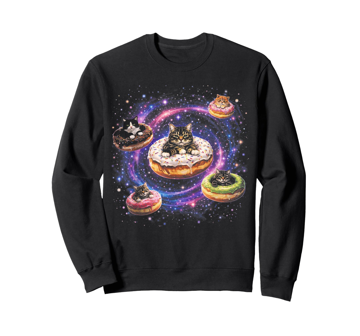 Cat Donut 90s Vintage Graphic Retro Cats in Space Tee T-Shirt