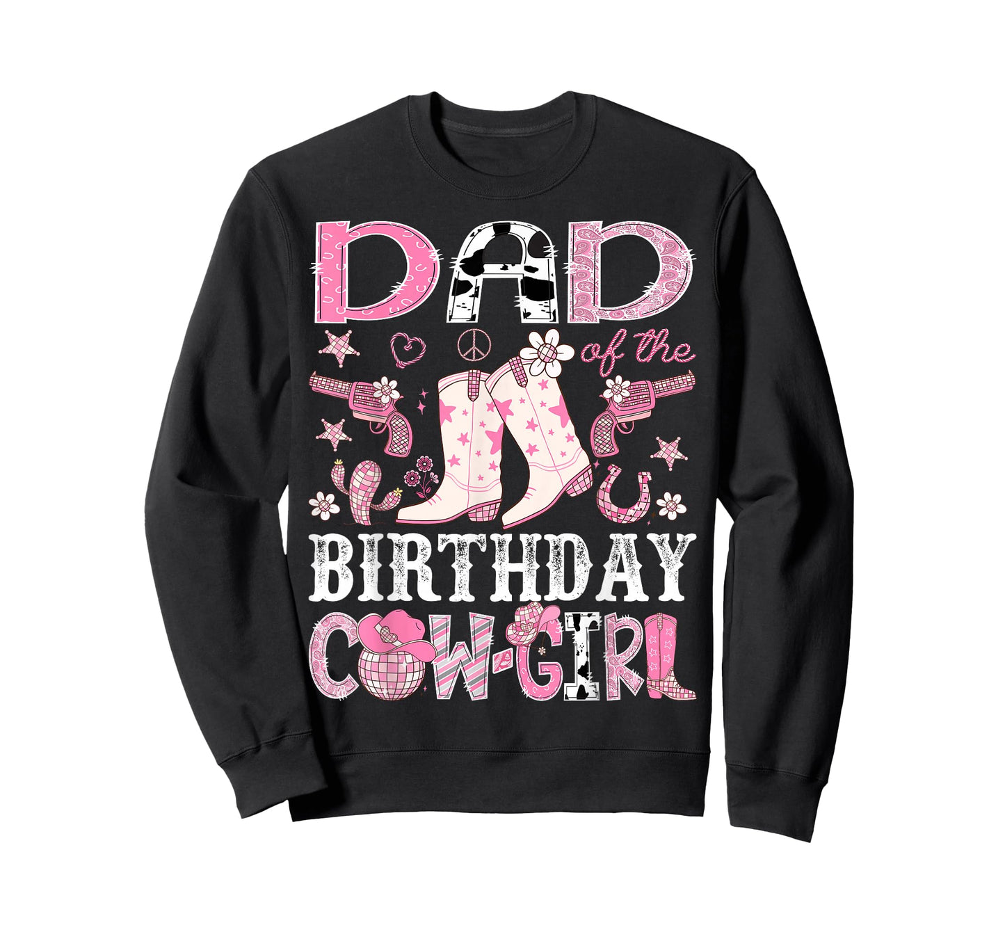 Dad of The Birthday Cowgirl Pink Disco Rodeo Dad T-Shirt