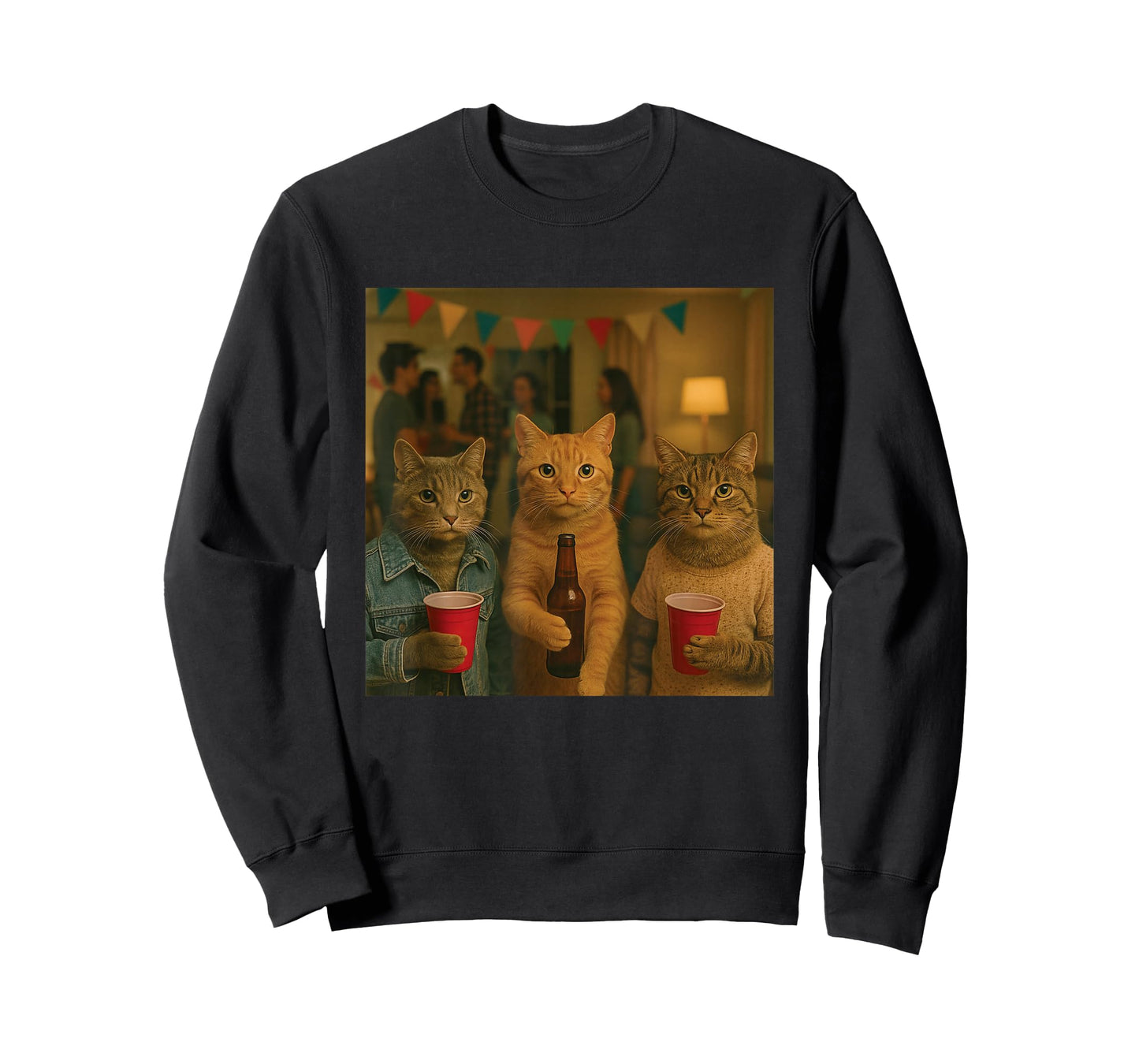 Funny Cat Party Cats Photo Funny Retro Vintage Aesthetic T-Shirt