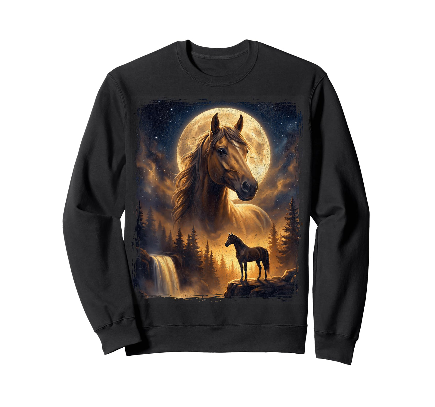 Mystical Retro Majestic Horse Spirit Animal Full Moon Nature T-Shirt